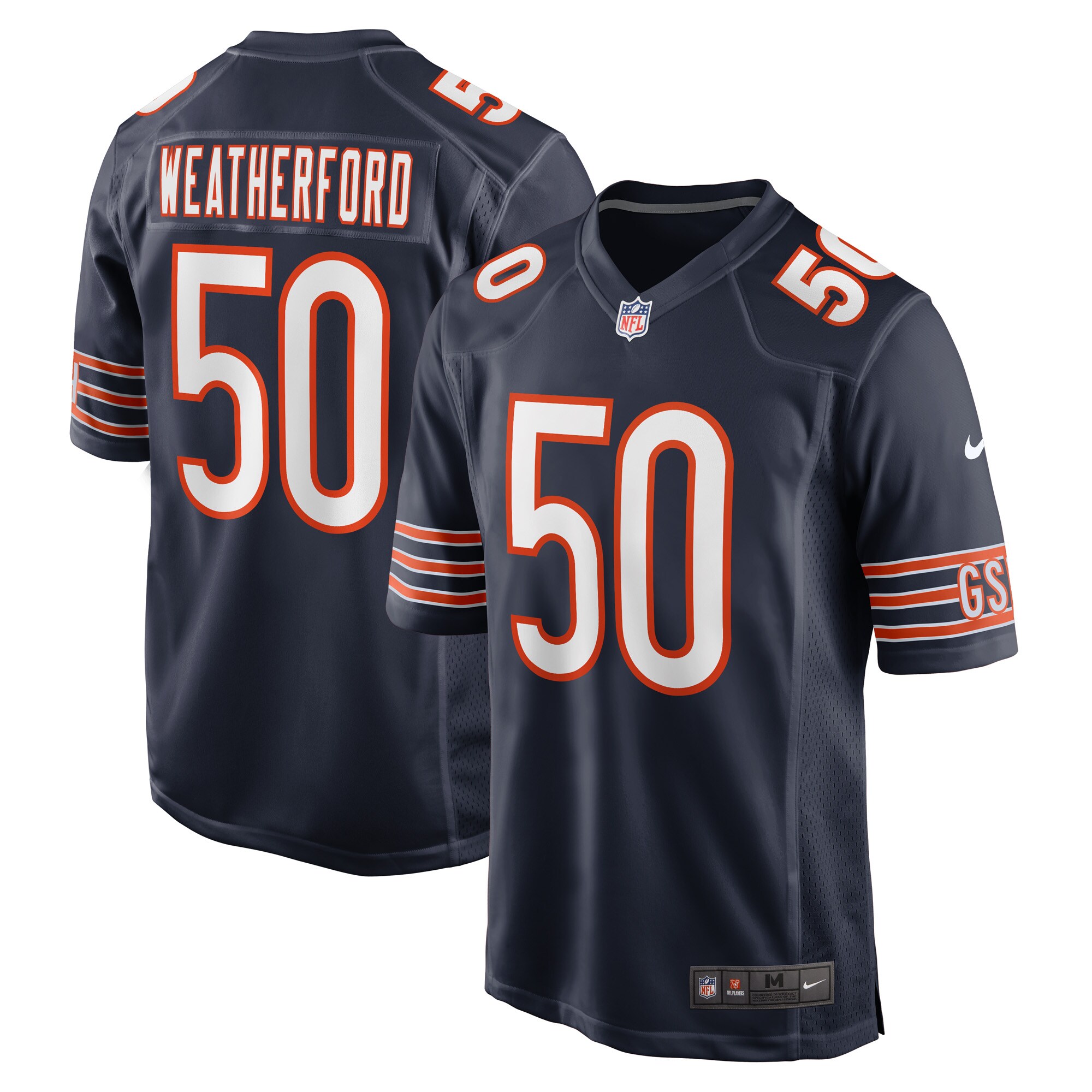 Sterling Weatherford Chicago Bears  Game Player Jersey - Navy