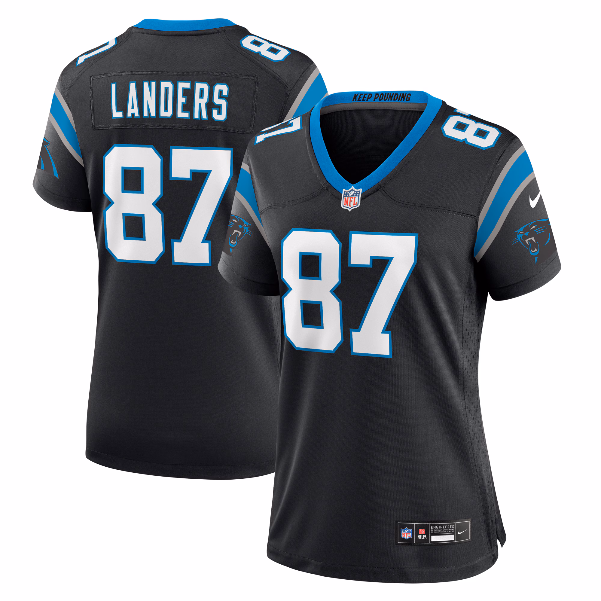 Matt Landers Carolina Panthers Women's  Game Jersey -  Black