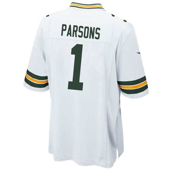 Men's Micah Parsons #1 Green Bay Packers Away Game Jersey-White