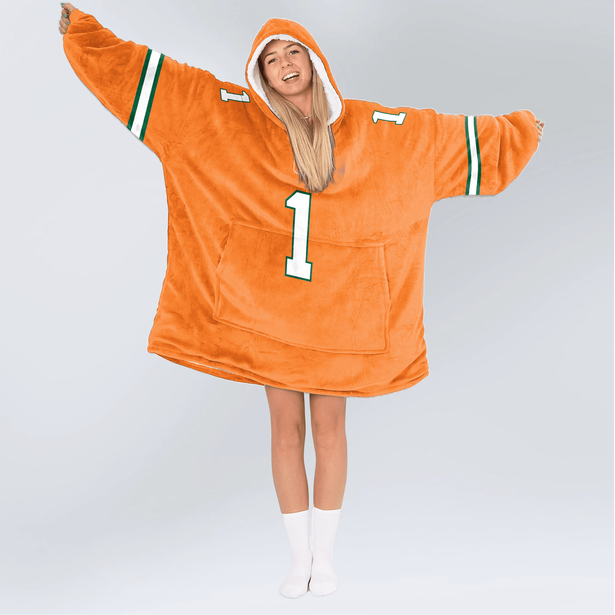 Adult #1 Miami Football Unisex Blanket Hoodie