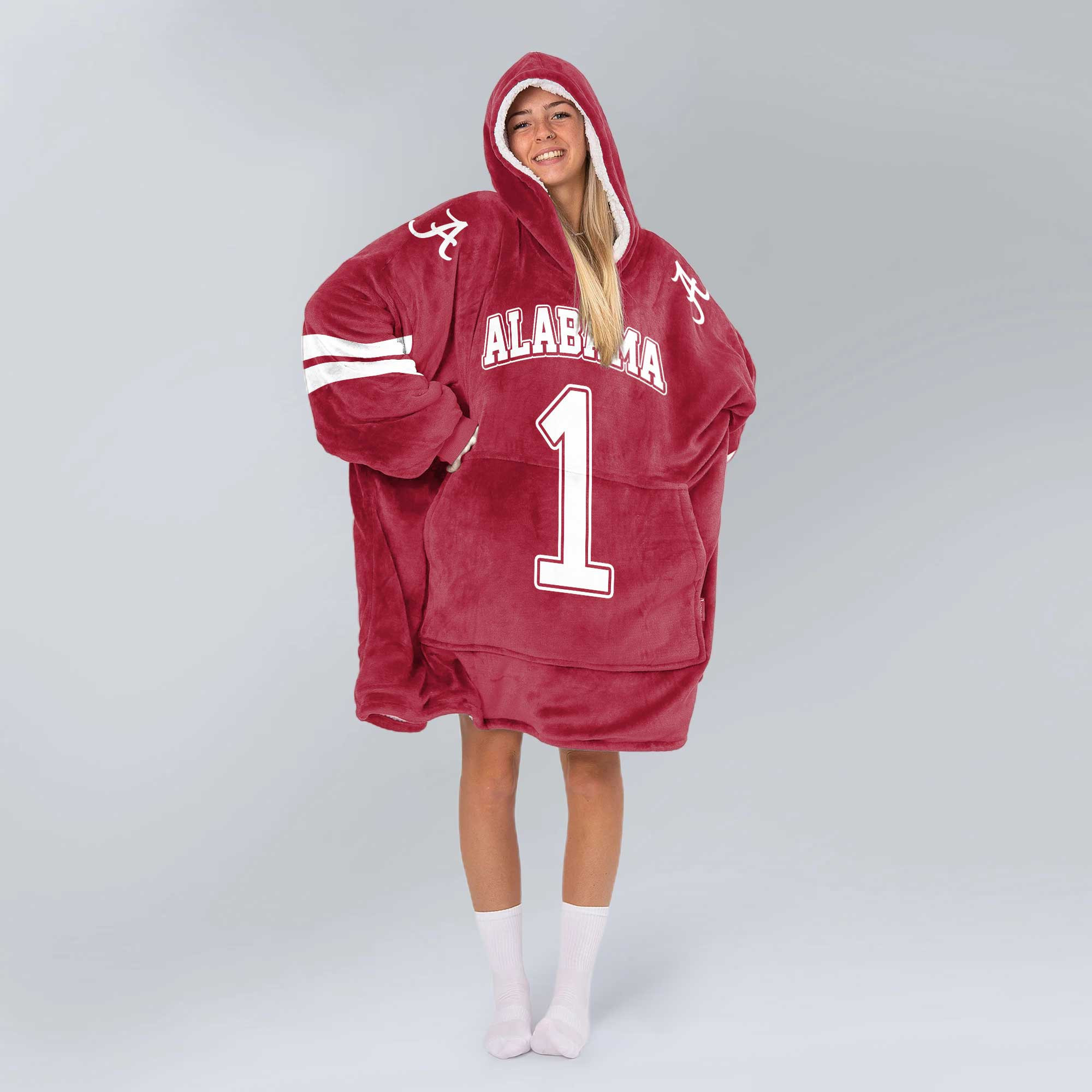 Adult #1 Alabama Football Unisex Blanket Hoodie