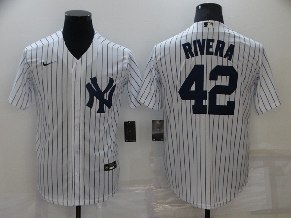 Men's  New York Yankees #42 Mariano Rivera White Strip Cool MLB Base Stitched Jersey