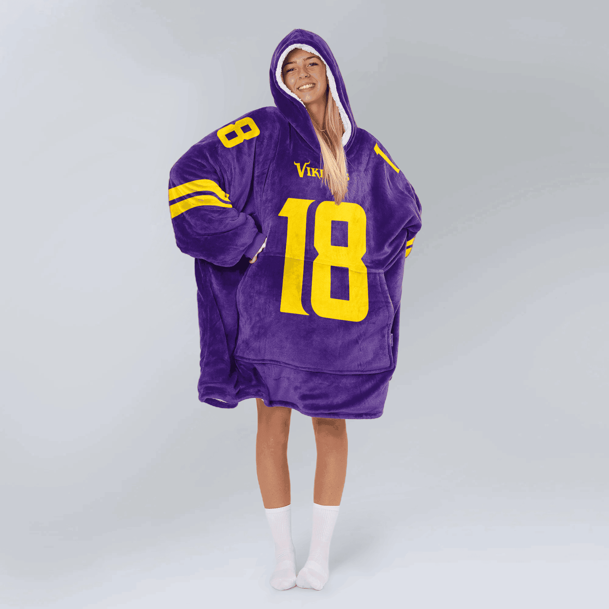 Adult 18 Minnesota Football Unisex Blanket Hoodie