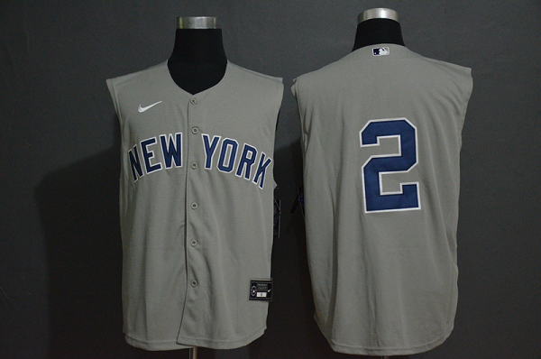 Men's New York Yankees #2 Derek Jeter Grey 2020 Cool and Refreshing Sleeveless Fan Stitched MLB  Jersey