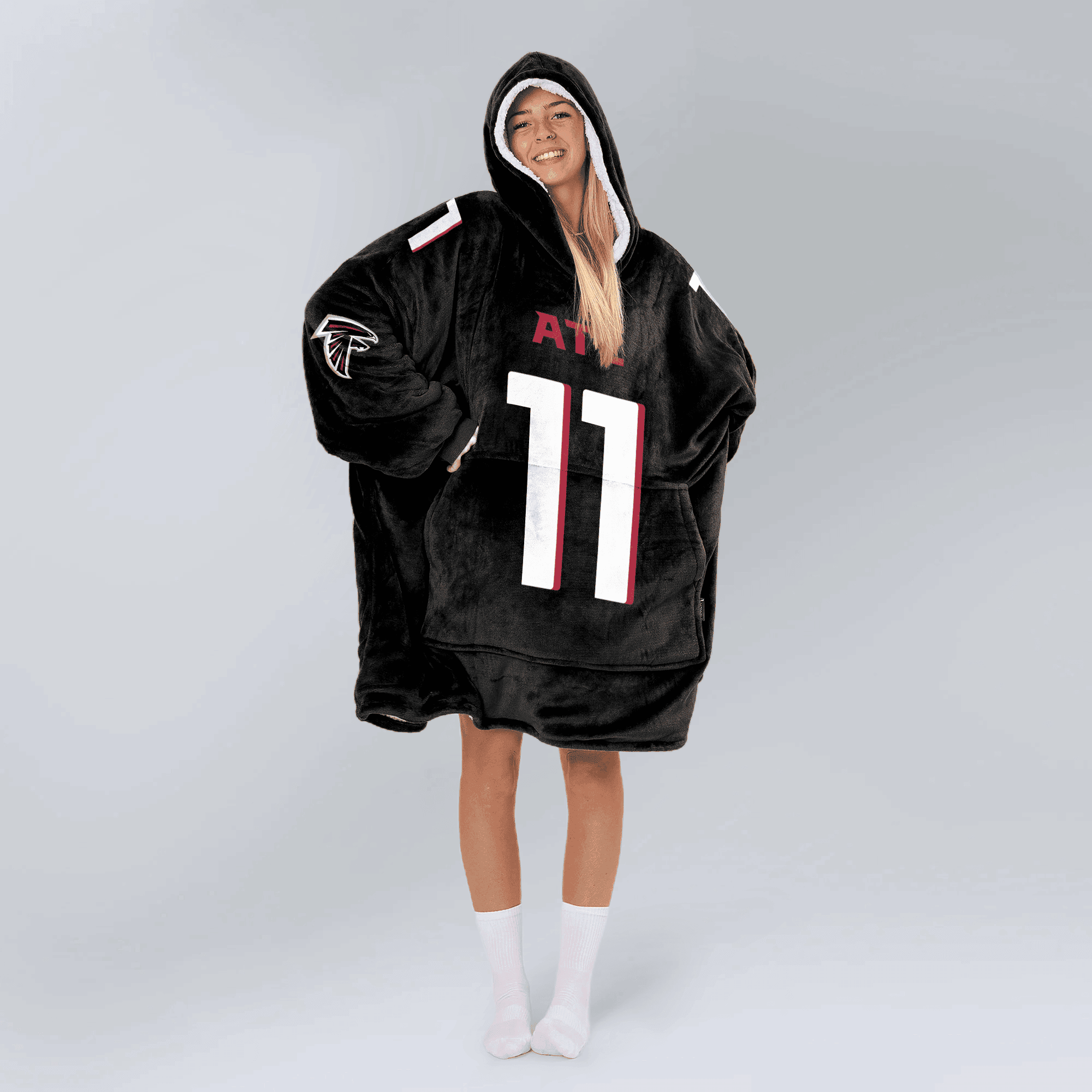 Adult 11 Atlanta Football Unisex Blanket Hoodie