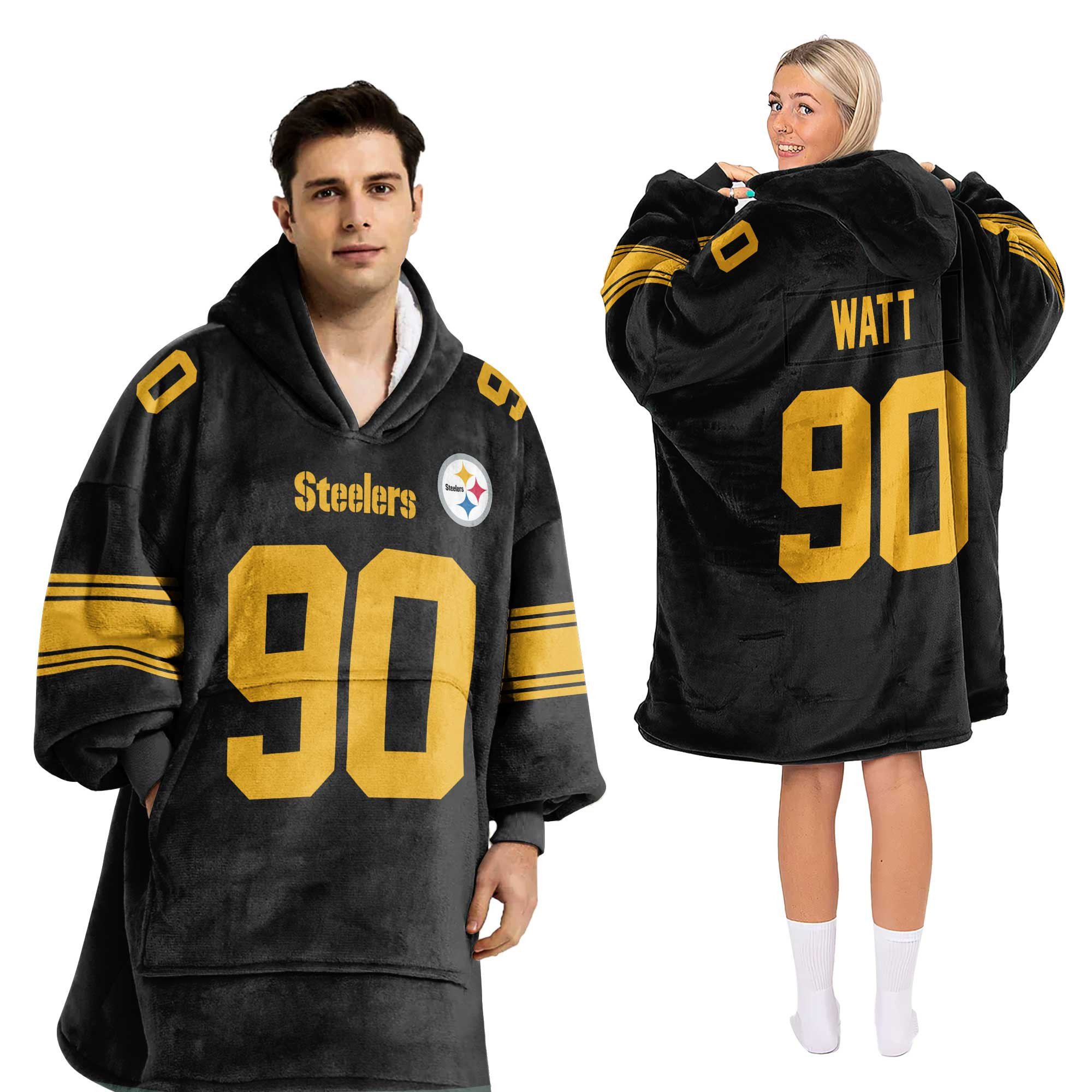 Adult 90 Pittsburgh Football Unisex Blanket Hoodie