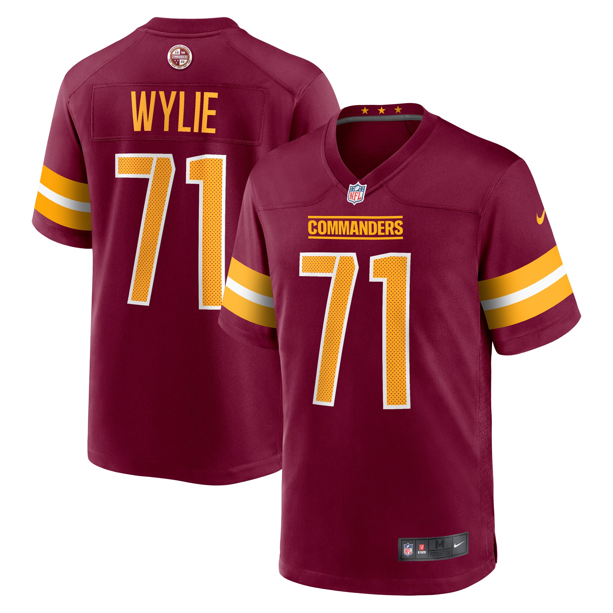 Andrew Wylie Washington Commanders  Game Player Jersey - Burgundy