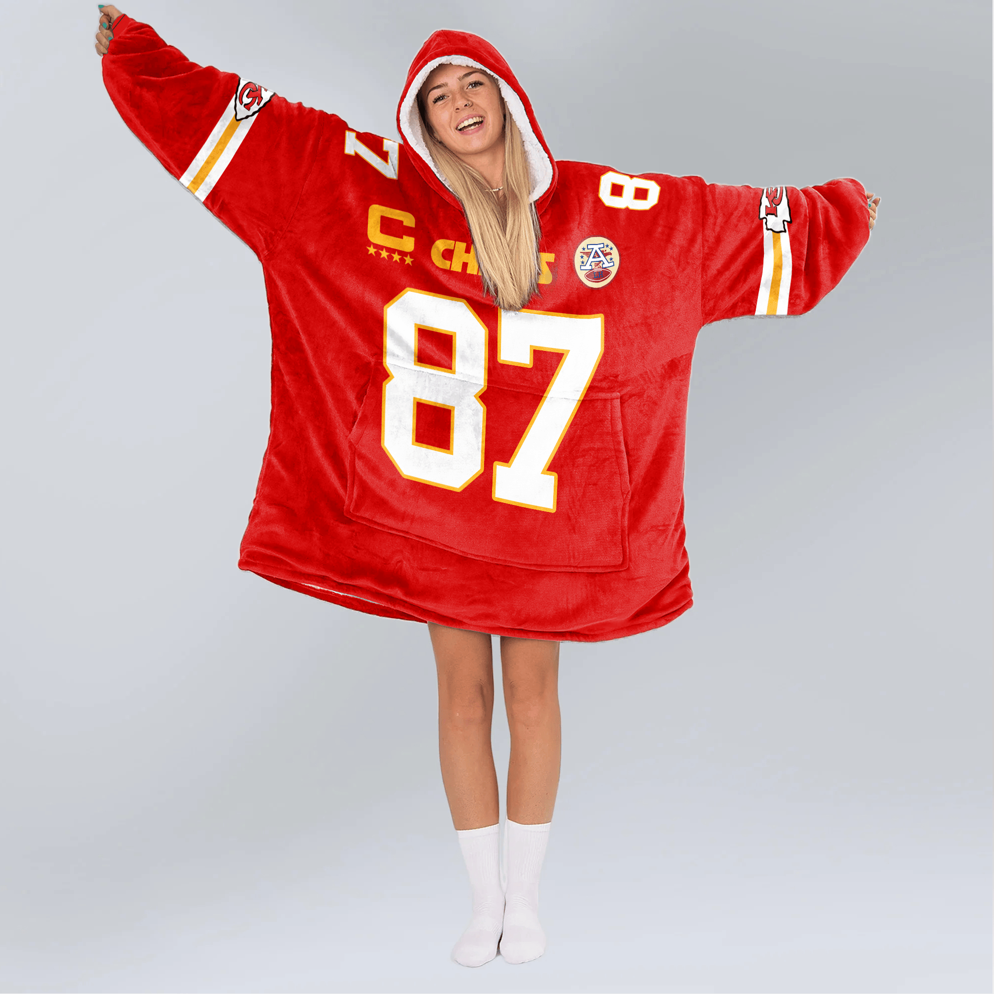 Adult T.K 87 Captain Kansas City Football Unisex Blanket Hoodie