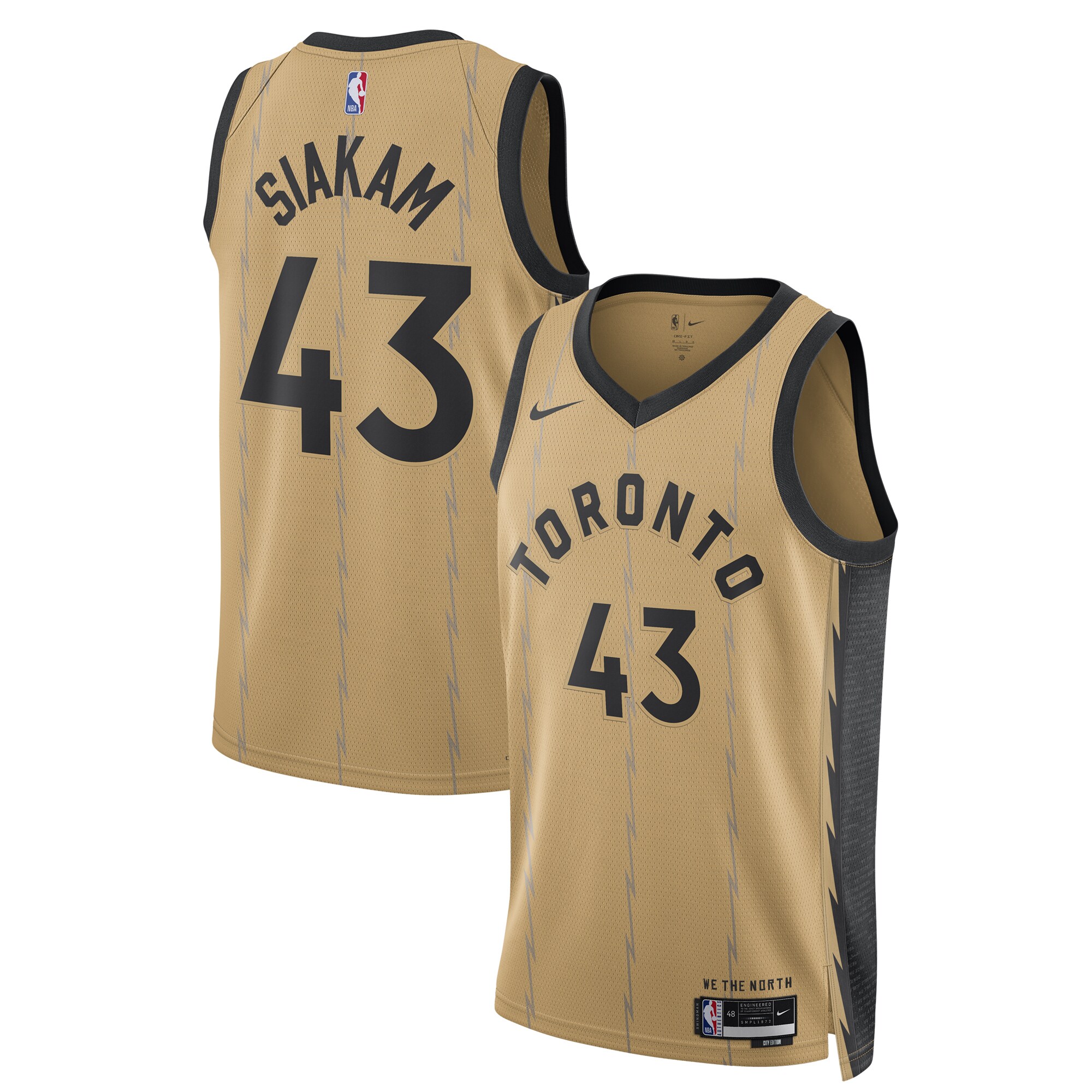 Unisex Toronto Raptors Pascal Siakam  Gold 2023/24 Swingman Jersey - City Edition