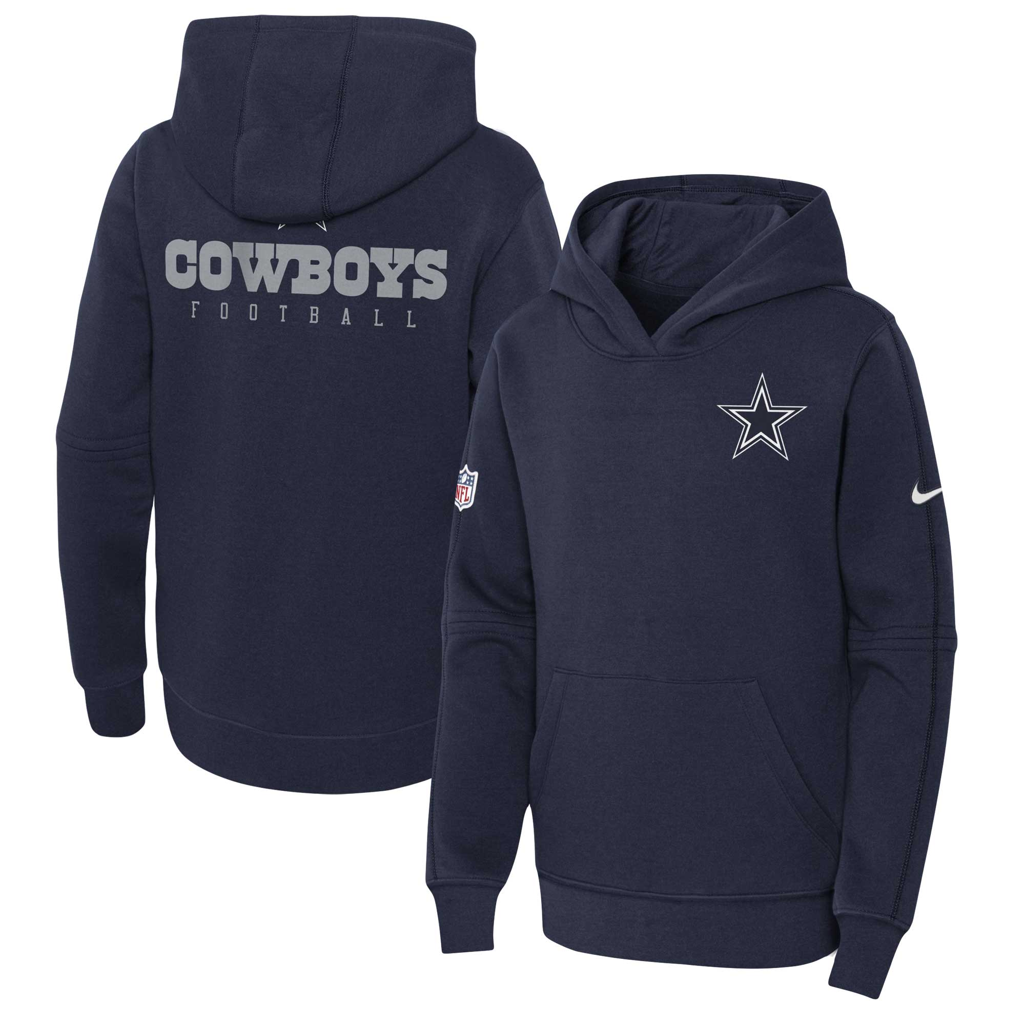 Dallas Cowboys  Youth 2023 Sideline Club Fleece Pullover Hoodie - Navy