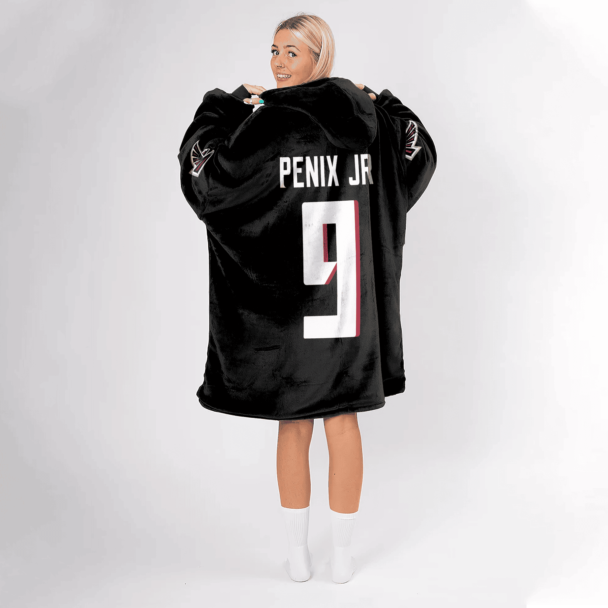Adult 9 Atlanta Football Unisex Blanket Hoodie