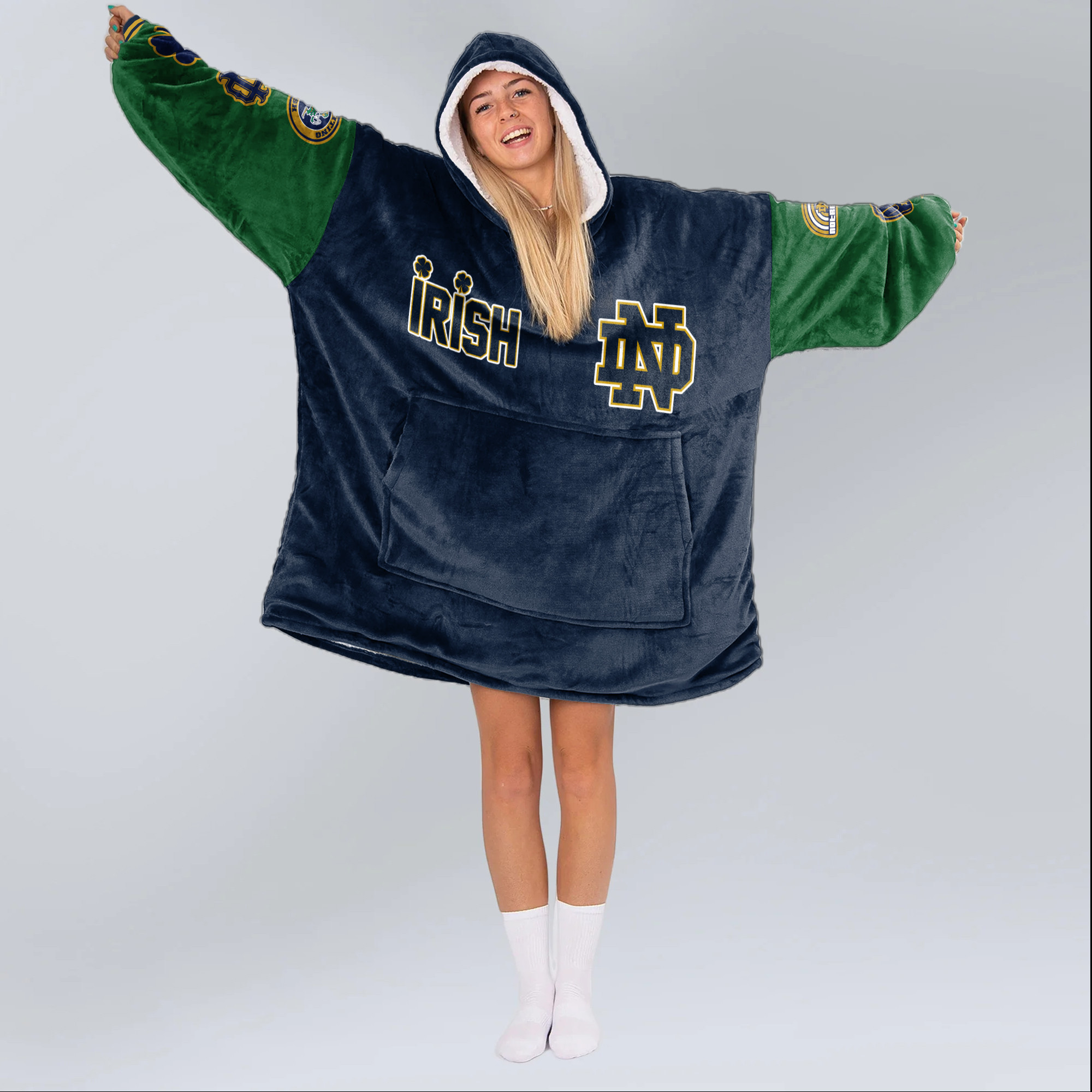 Adult Notre Dame Football Unisex Blanket Hoodie