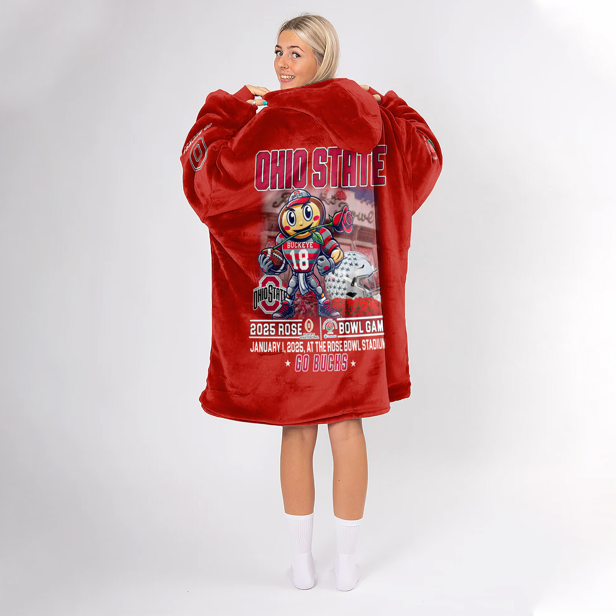 Adult Champions Ohio State Football Unisex Blanket Hoodie