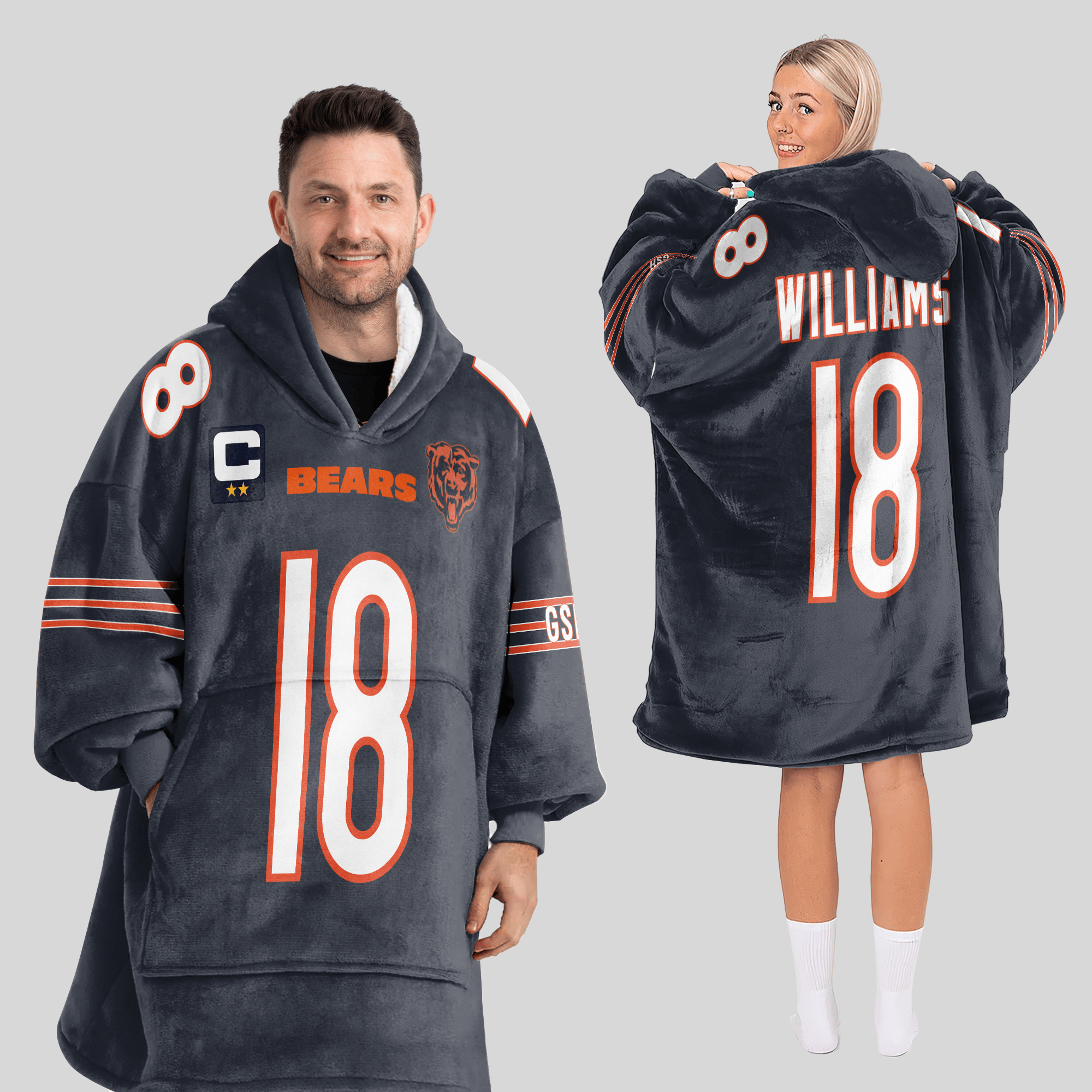 Adult C.W 18 Captain Chicago Football Unisex Blanket Hoodie