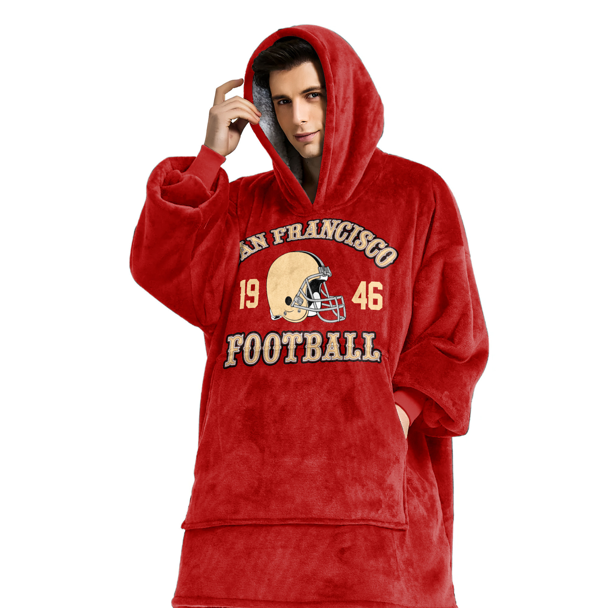 Adult San Francisco 49ers Football Unisex Blanket Hoodie