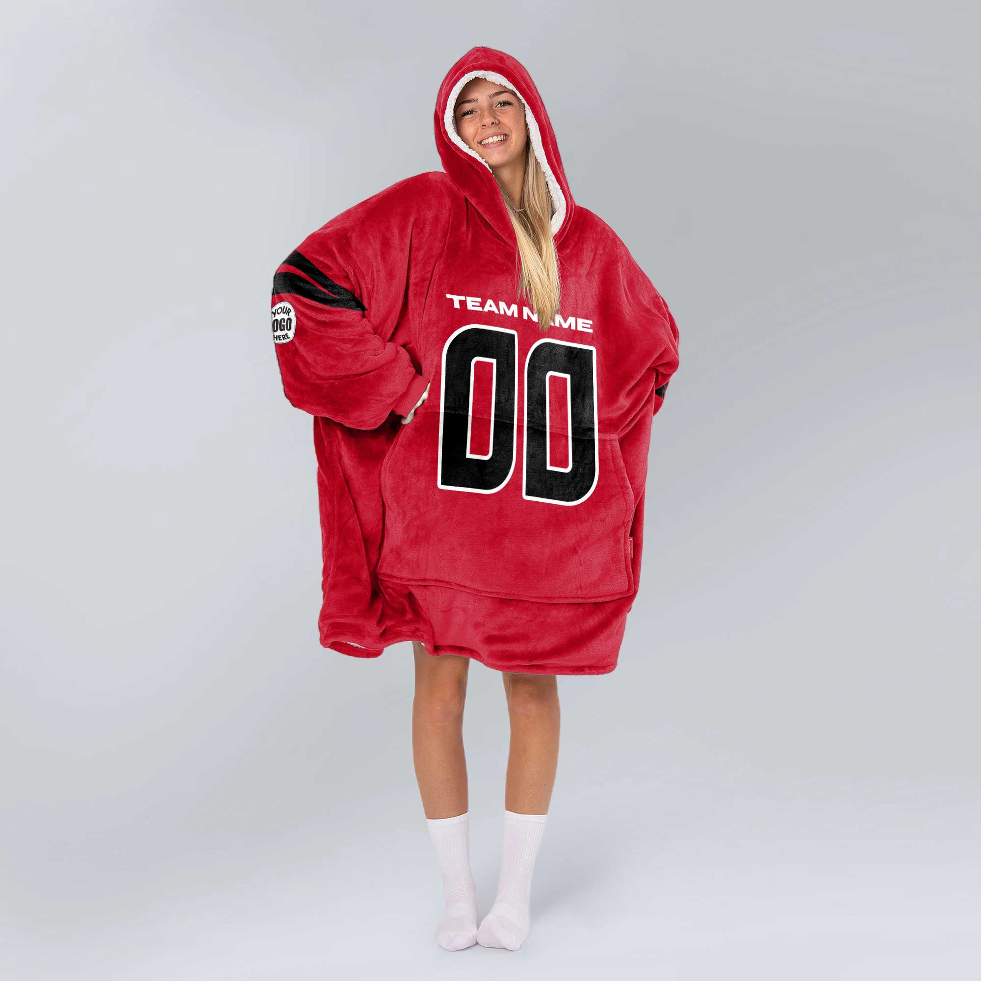 Adult Custom Blanket Hoodie Houston Texans Inspired Color