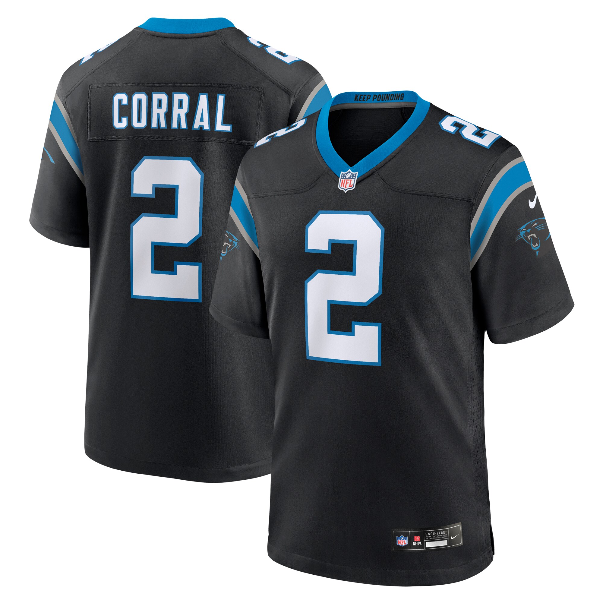 Matt Corral Carolina Panthers  Team Game Jersey - Black