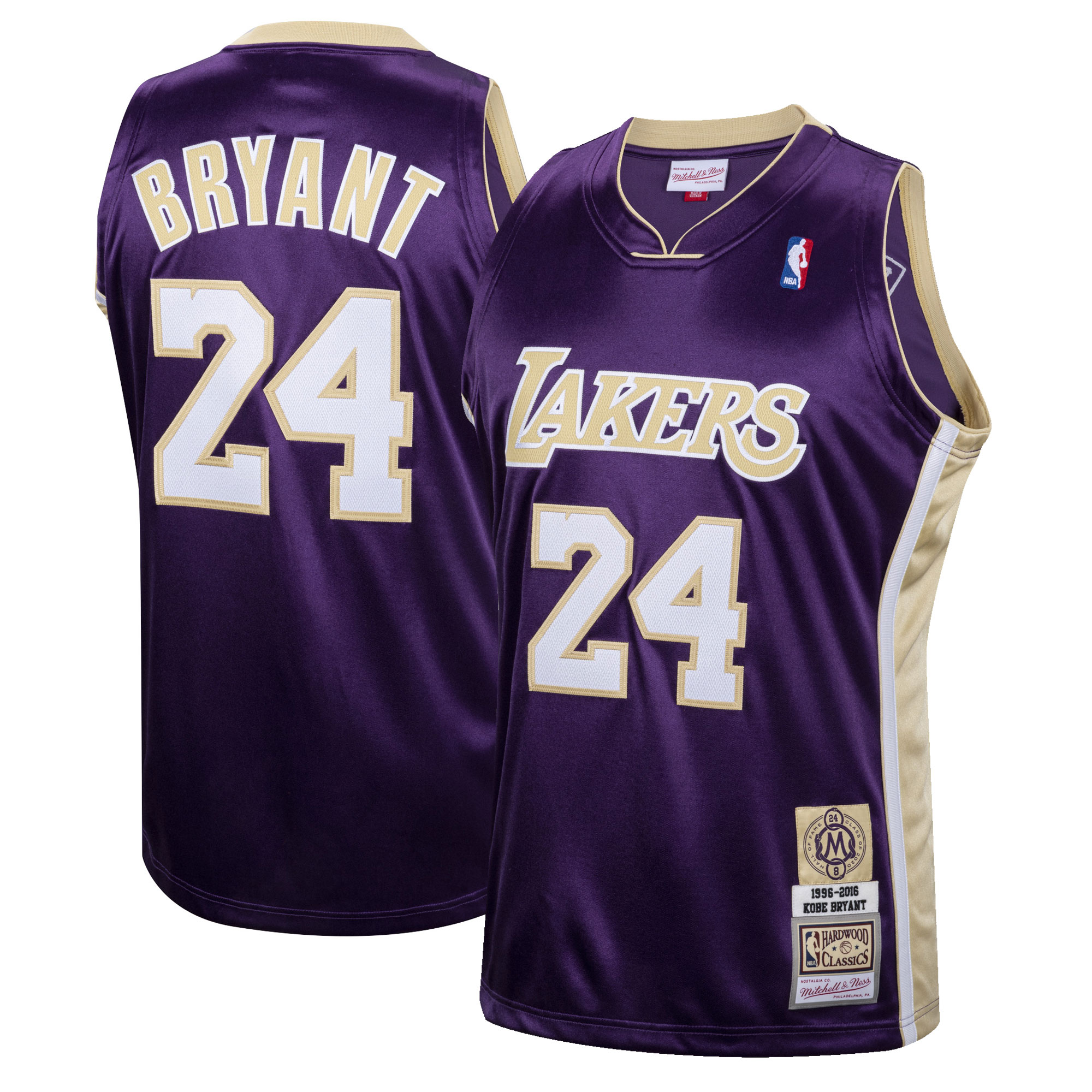 Men's Los Angeles Lakers Kobe Bryant  Purple Hall of Fame Class of 2020 #24 Authentic Hardwood Classics Jersey