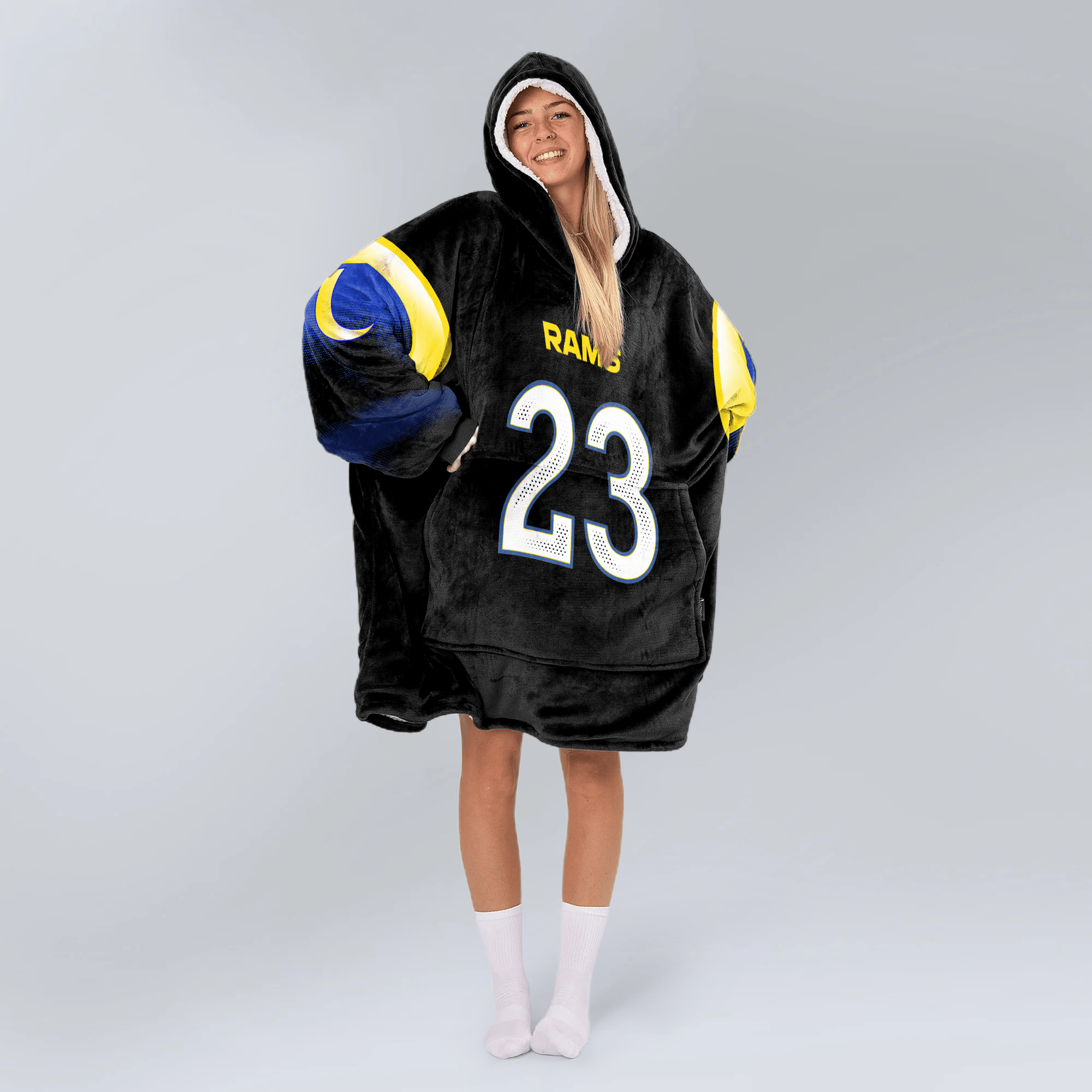 Adult K.W 23 Los Angeles R Football Unisex Blanket Hoodie