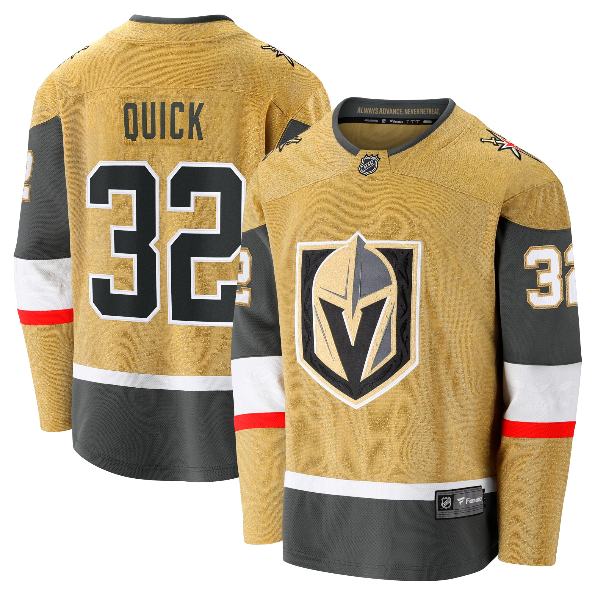 Jonathan Quick Vegas Golden Knights Home Breakaway Jersey - Gold