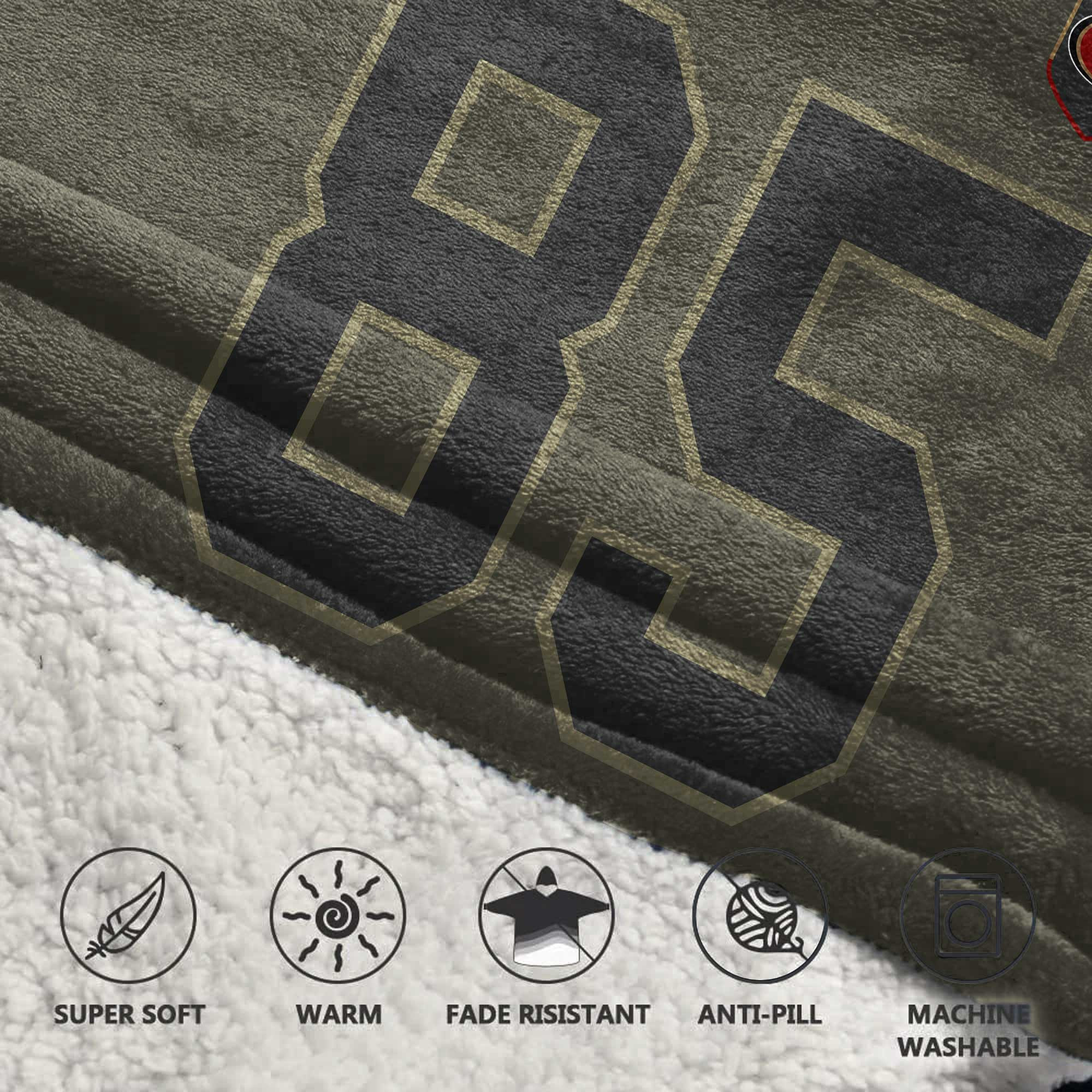 Adult G.K 85 San Francisco 49ers Football Blanket Hoodie – Olive Salute to Service