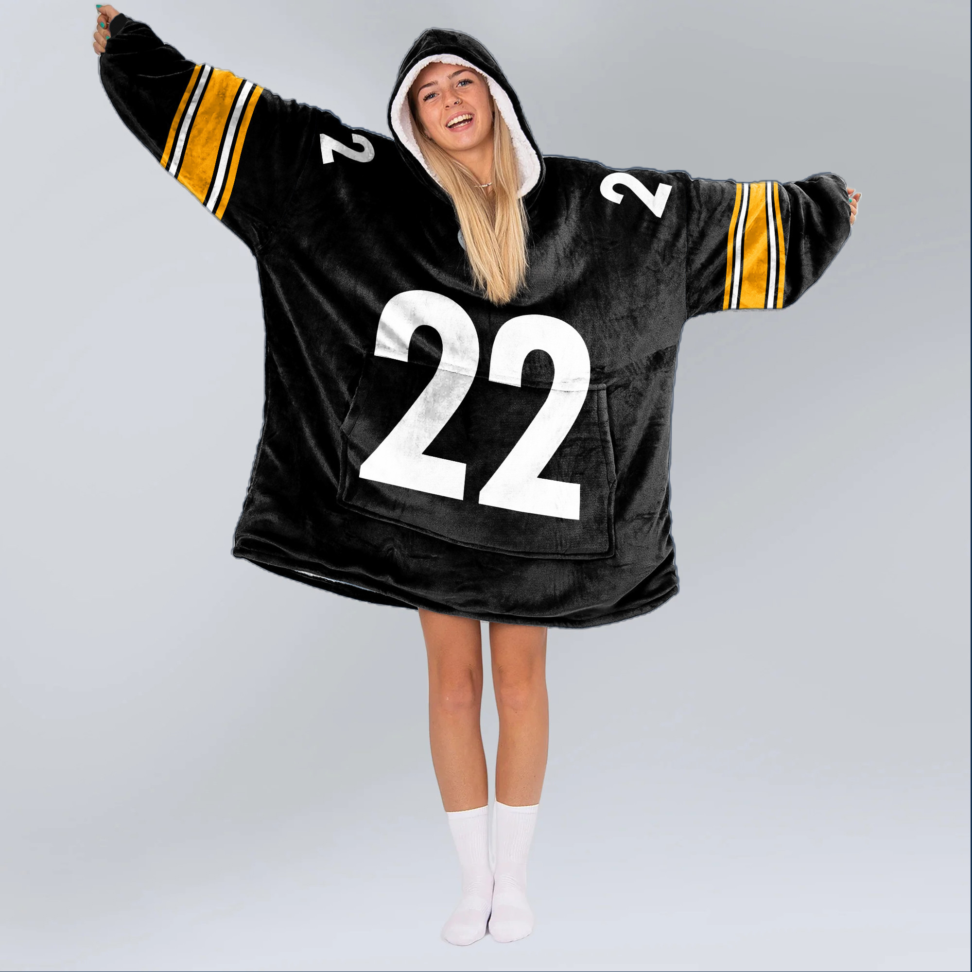 Adult N.H 22 Pittsburgh Football Unisex Blanket Hoodie