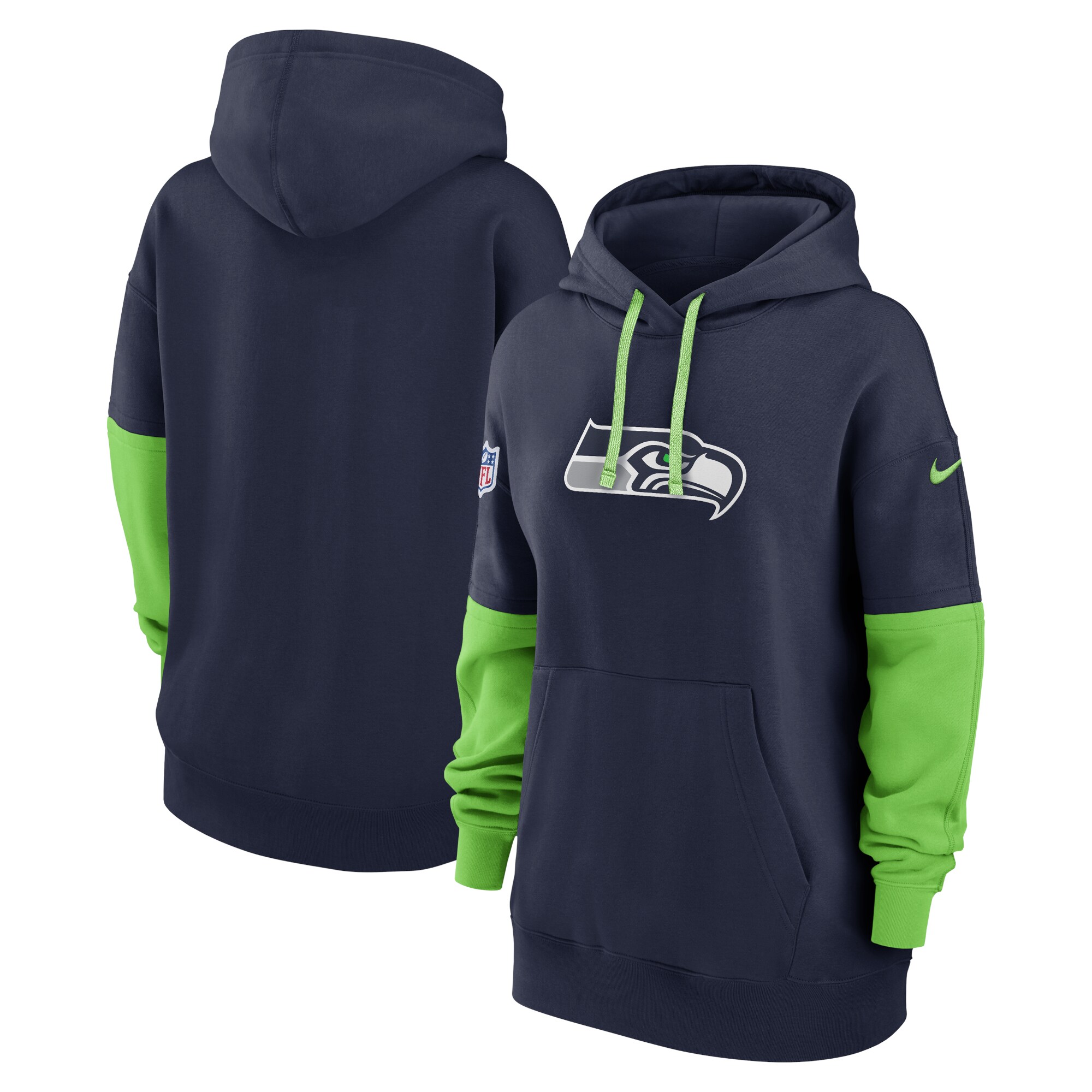 Seattle Seahawks Women's 2024 Sideline Essential Fleece Pullover Hoodie - College Navy