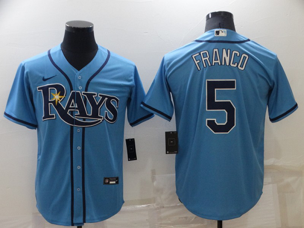 Men's  Tampa Bay Rays #5 Wander Franco Light Blue Cool Base MLB Stitched Jersey
