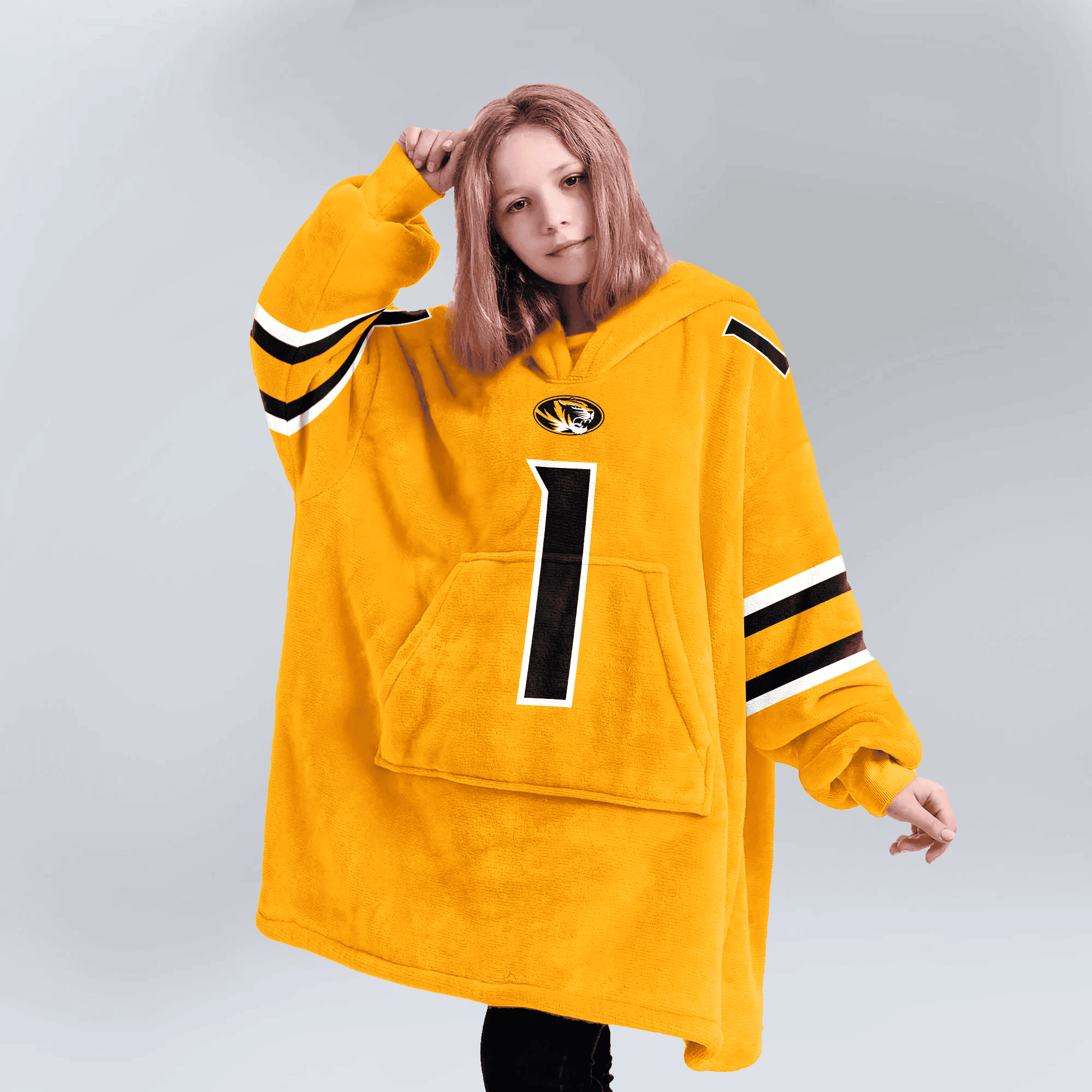 Adult #1 Missouri Football Unisex Blanket Hoodie