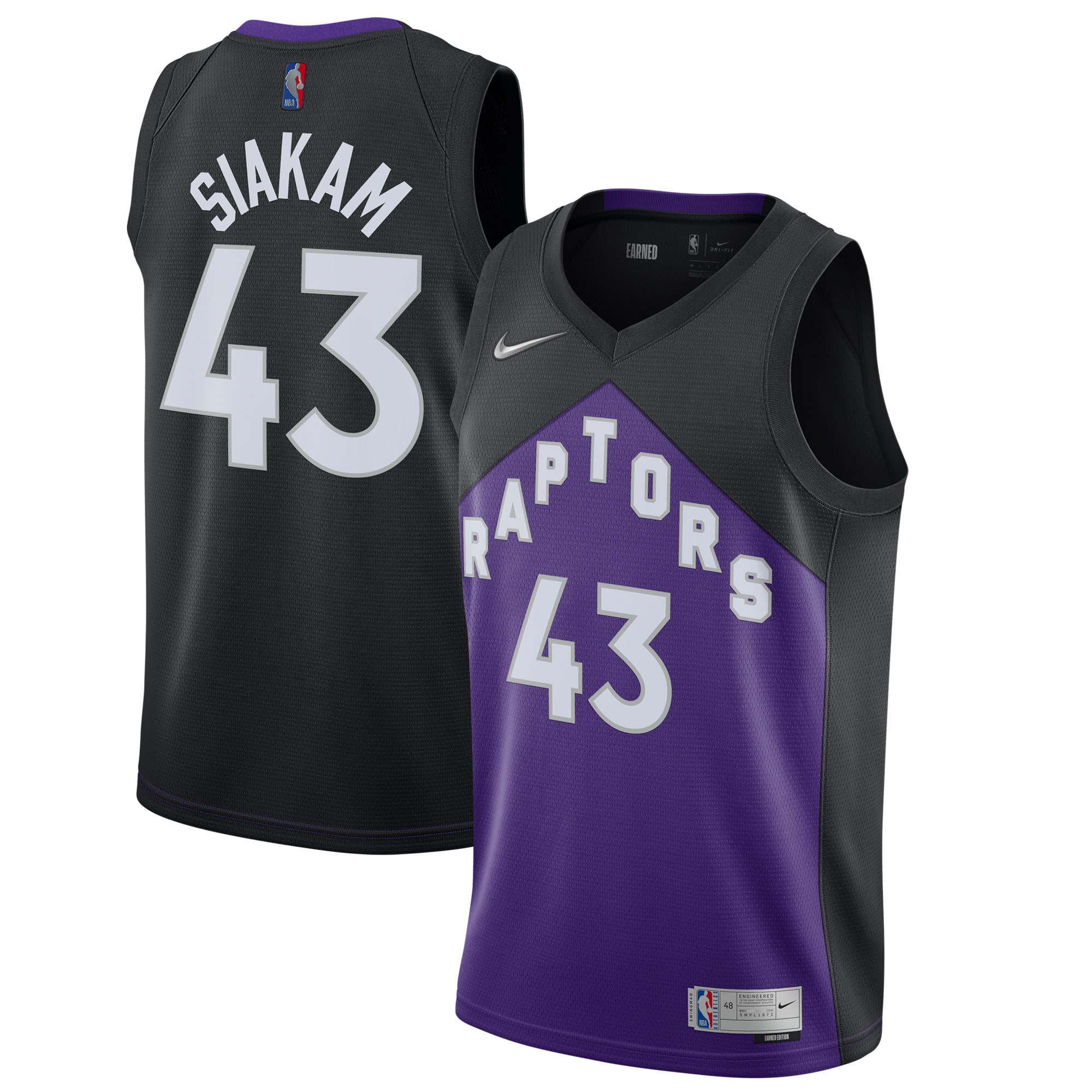 Pascal Siakam Toronto Raptors 2020/21 Swingman Player Jersey Black/Purple - Earned Edition