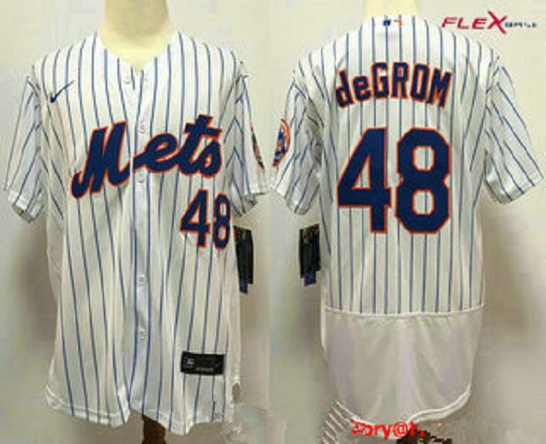 Men's New York Mets #48 Jacob deGrom White Stitched MLB Flex Base  Jersey