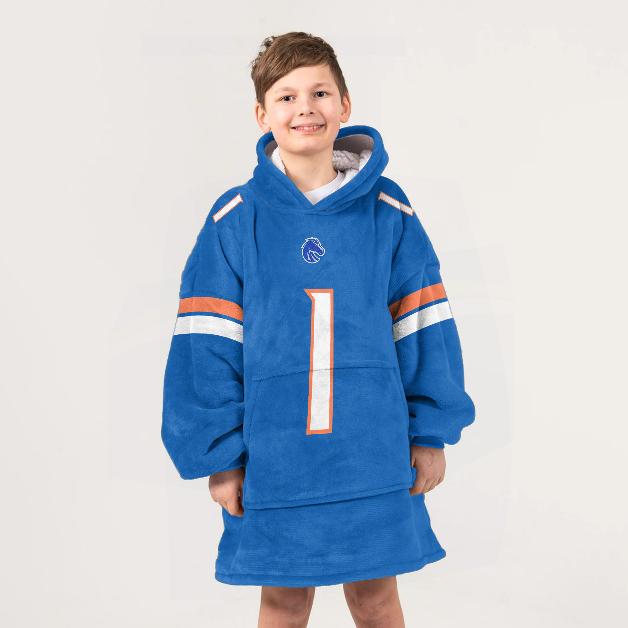 Adult #1 Boise State Football Unisex Blanket Hoodie