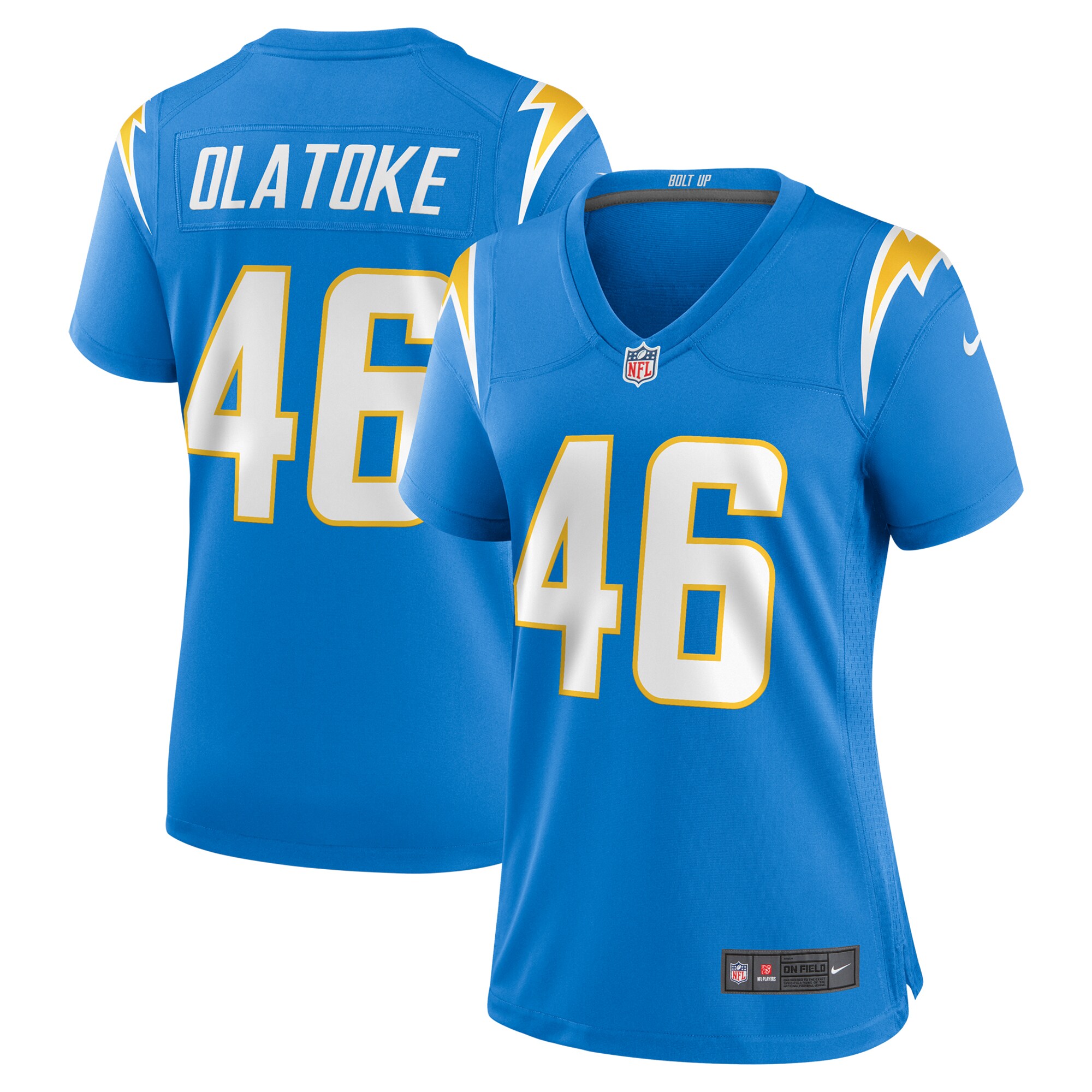 Praise Olatoke Los Angeles Chargers Women's Team Game Jersey -  Powder Blue
