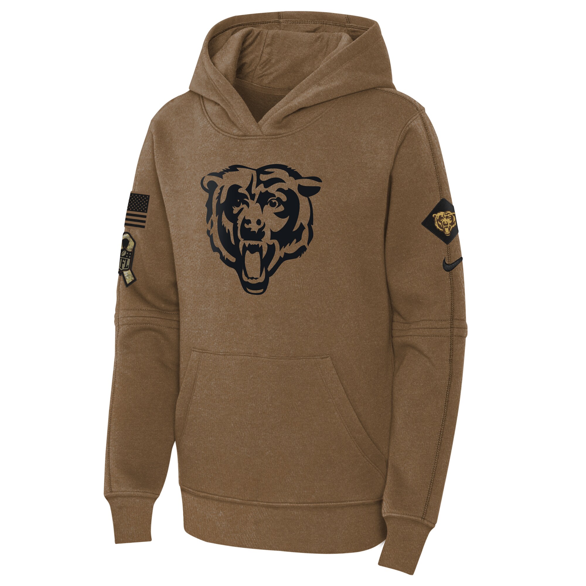 Chicago Bears  Youth 2023 Salute to Service Club Fleece Pullover Hoodie - Brown
