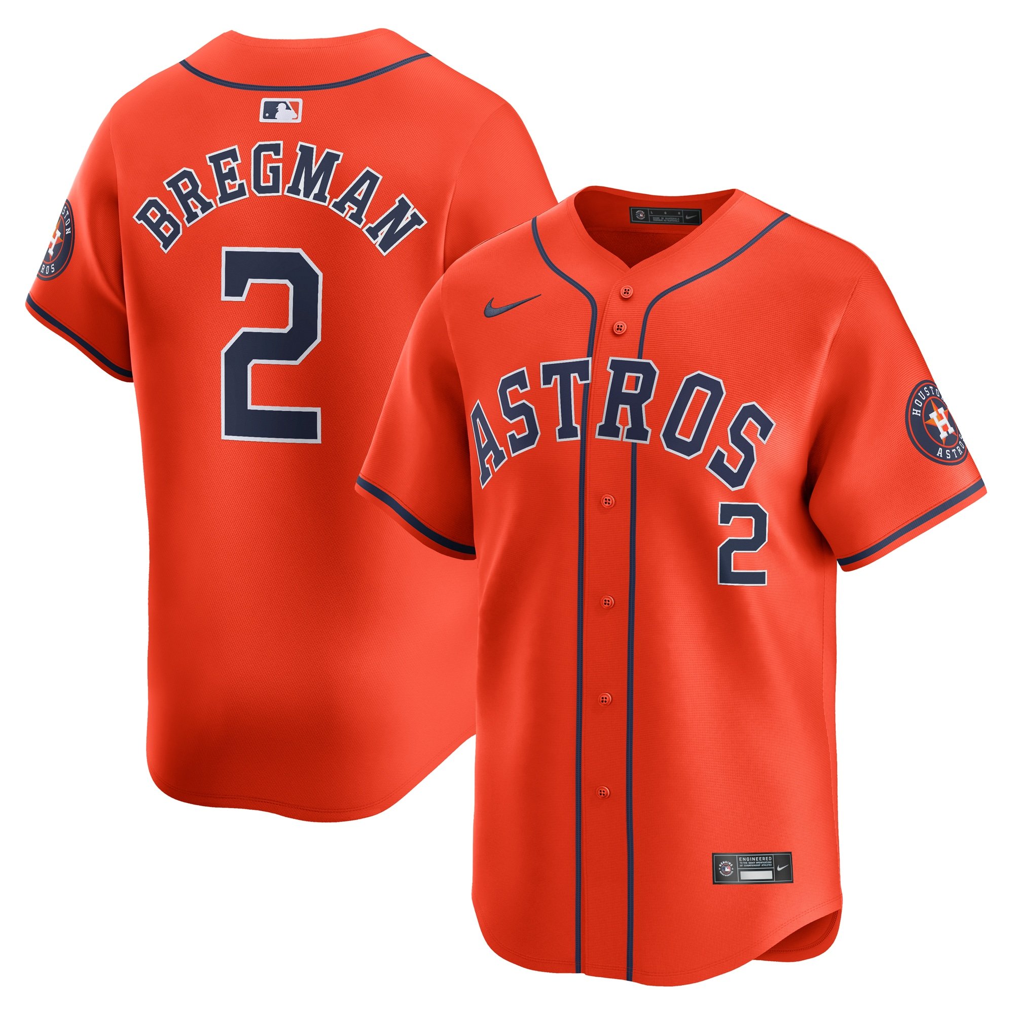 Men's Houston Astros Alex Bregman  Orange Alternate Limited Player Jersey