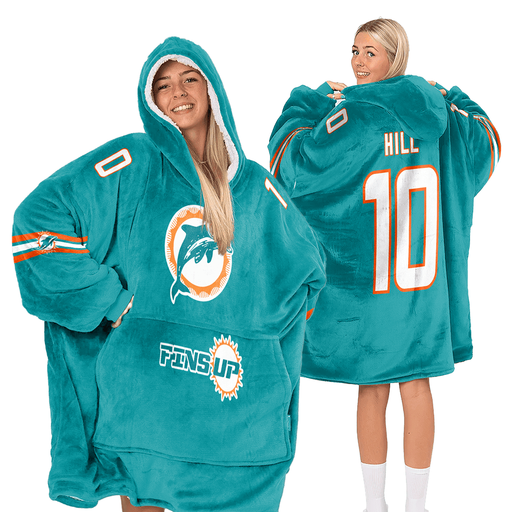 Fins Up T.H 10 Miami Football Unisex Blanket Hoodie