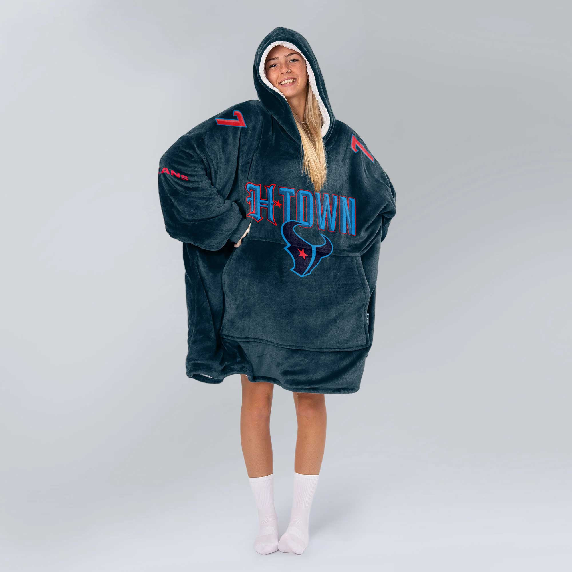 Adult C.S 7 Houston Football Unisex Blanket Hoodie
