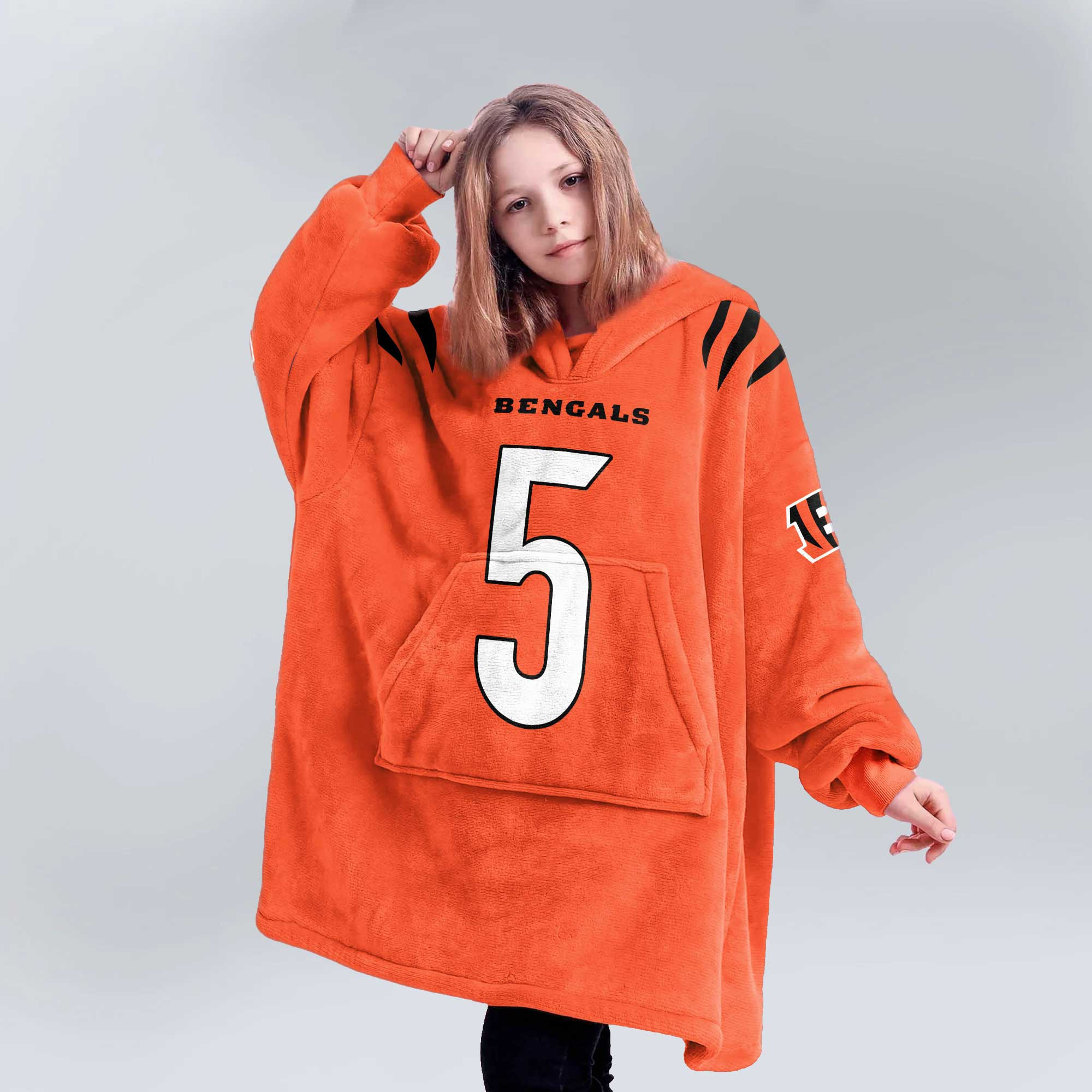 Kid 5 Cincinnati Football Unisex Blanket Hoodie
