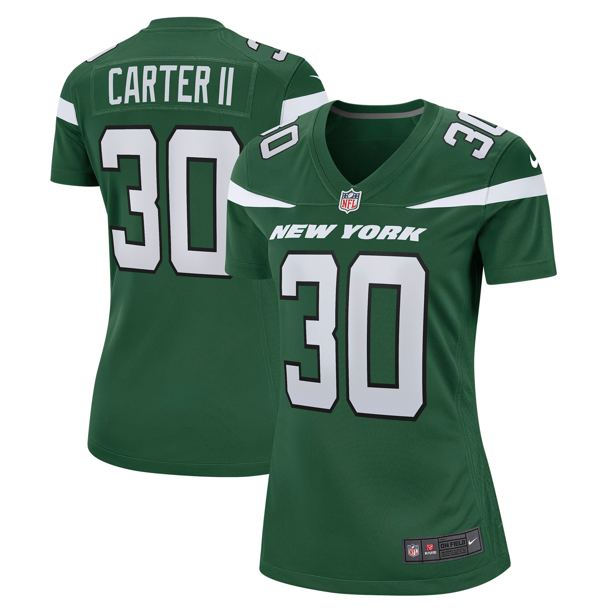 Michael Carter II New York Jets  Women's Game Jersey - Gotham Green