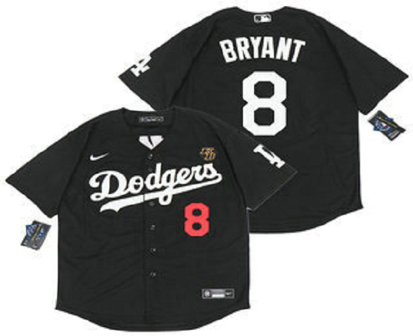 Men's Los Angeles Dodgers #8 Kobe Bryant Black With KB Patch Stitched MLB Cool Base  Jersey