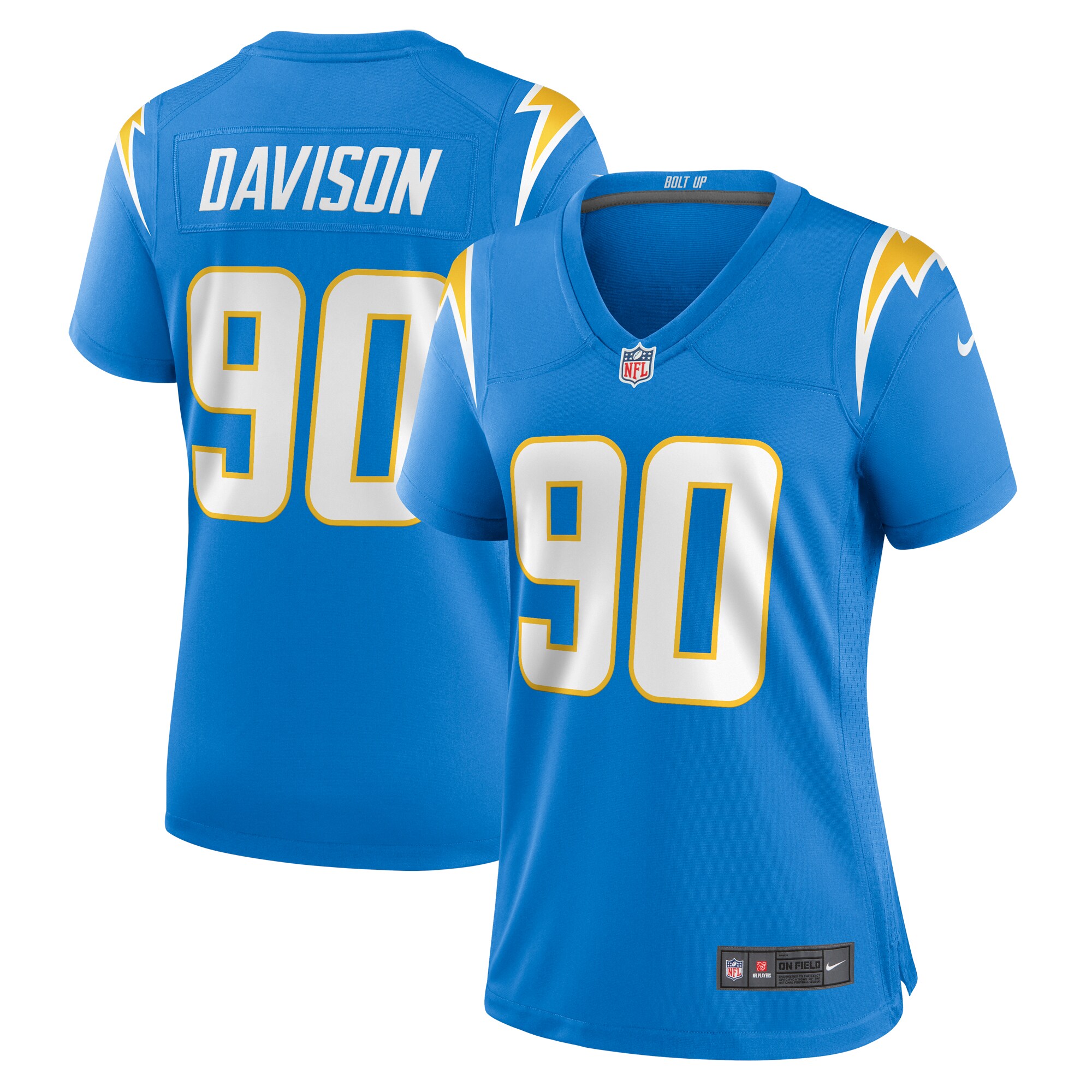 Tyeler Davison Los Angeles Chargers  Women's Home Game Player Jersey - Powder Blue