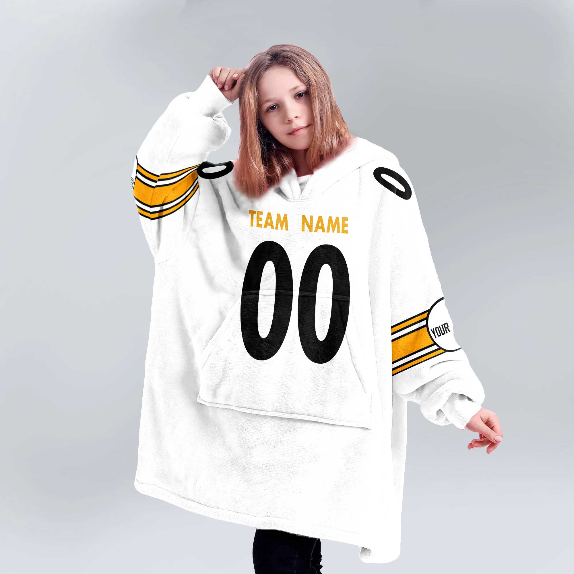 Adult Custom Blanket Hoodie Pittsburgh Inspired Color