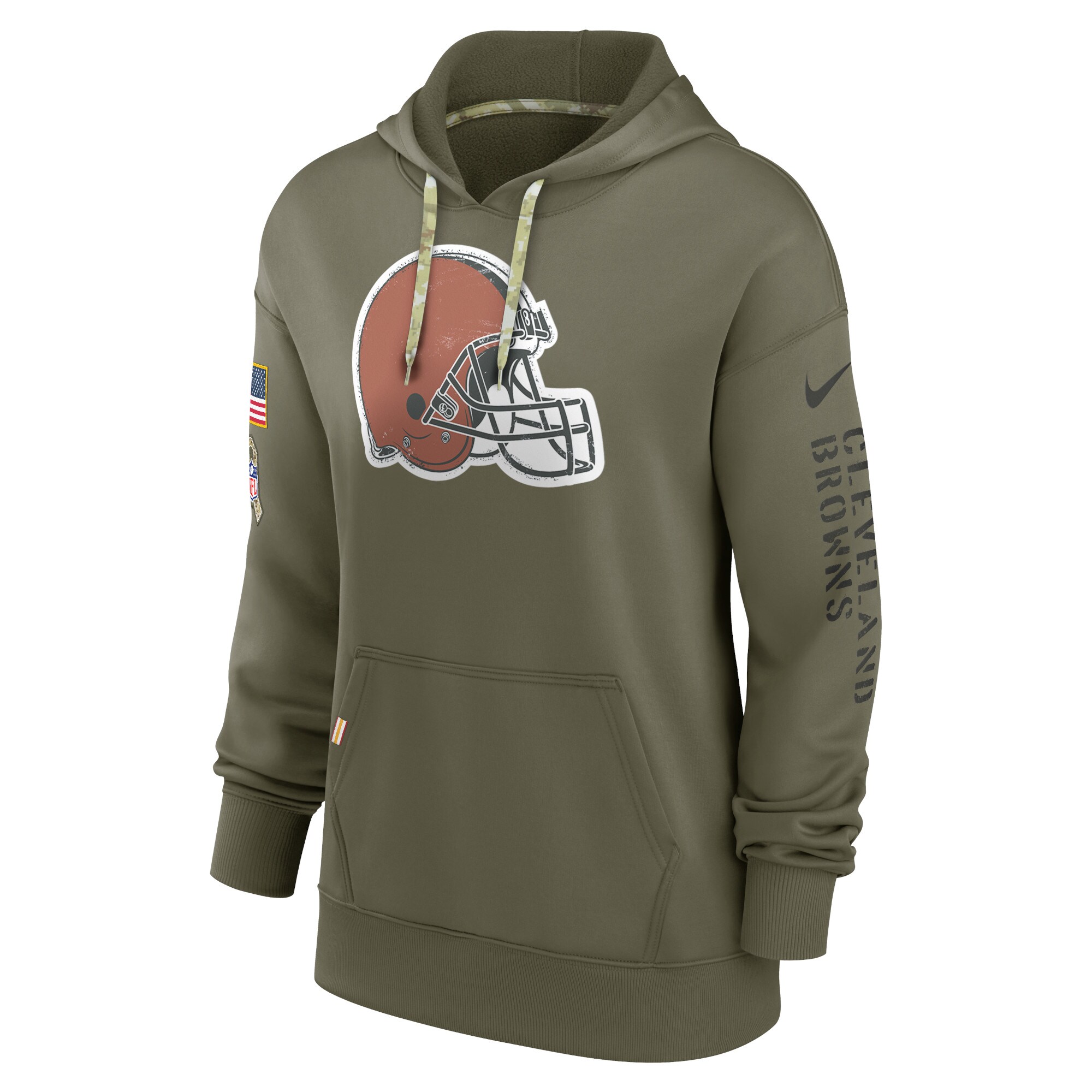 Cleveland Browns Women's 2022 Salute To Service Performance Pullover Hoodie - Olive