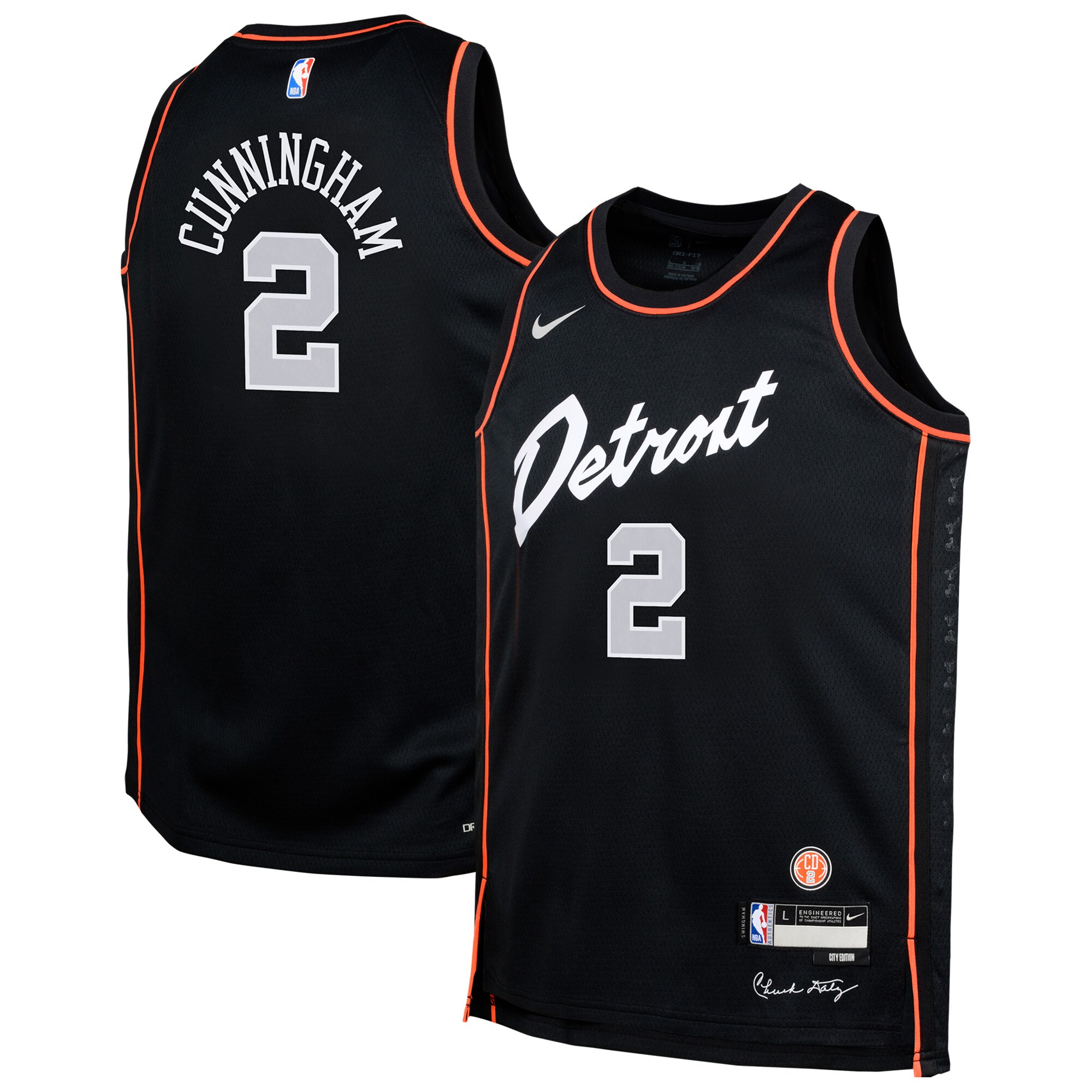 Youth Detroit Pistons Cade Cunningham  Black 2023/24 Swingman Replica Jersey - City Edition