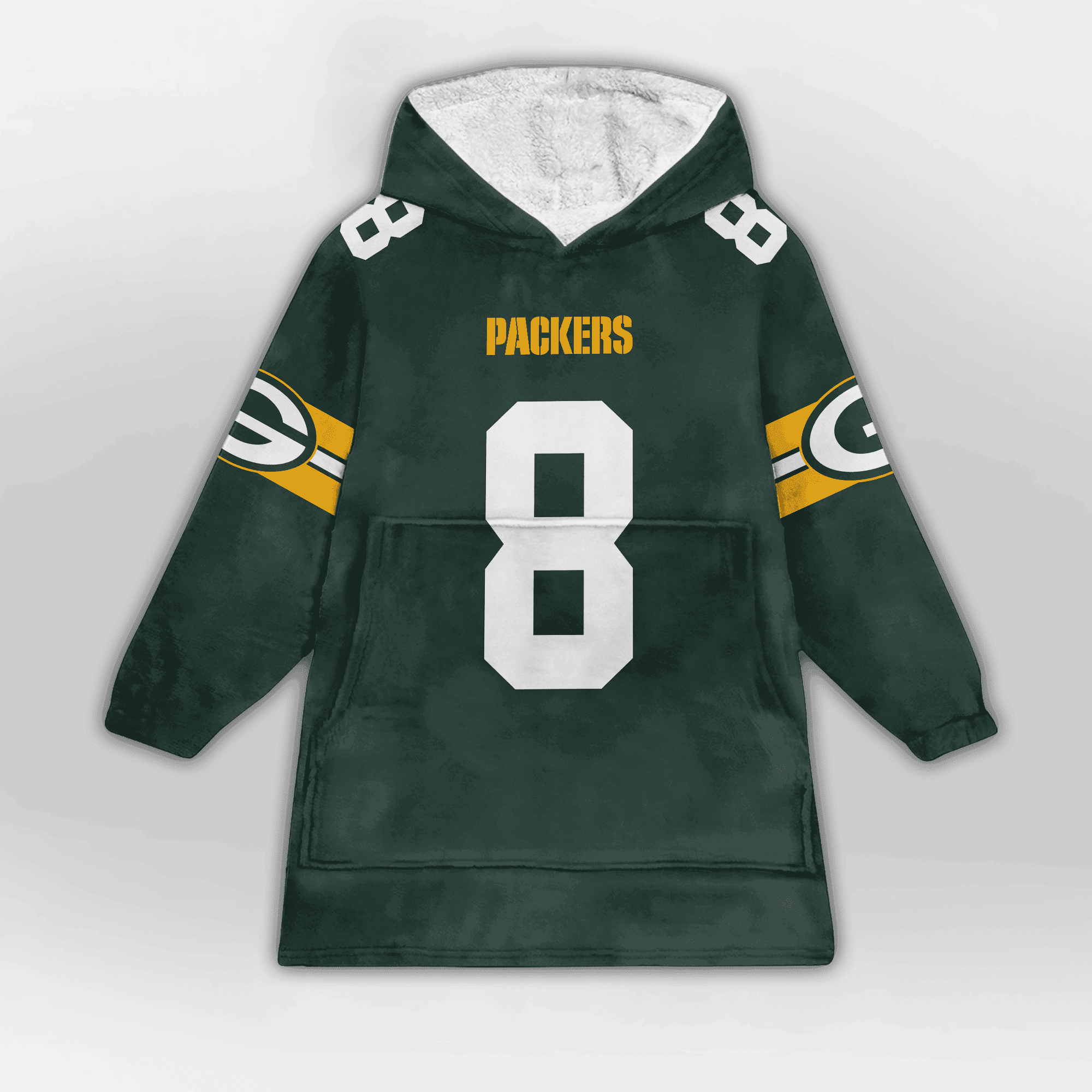 Kid 8 Green Bay Football Unisex Blanket Hoodie