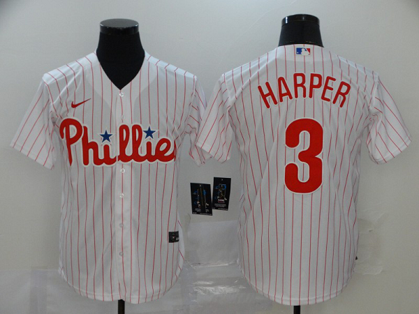 Men's Philadelphia Phillies #3 Bryce Harper White Stitched MLB Cool Base  Jersey