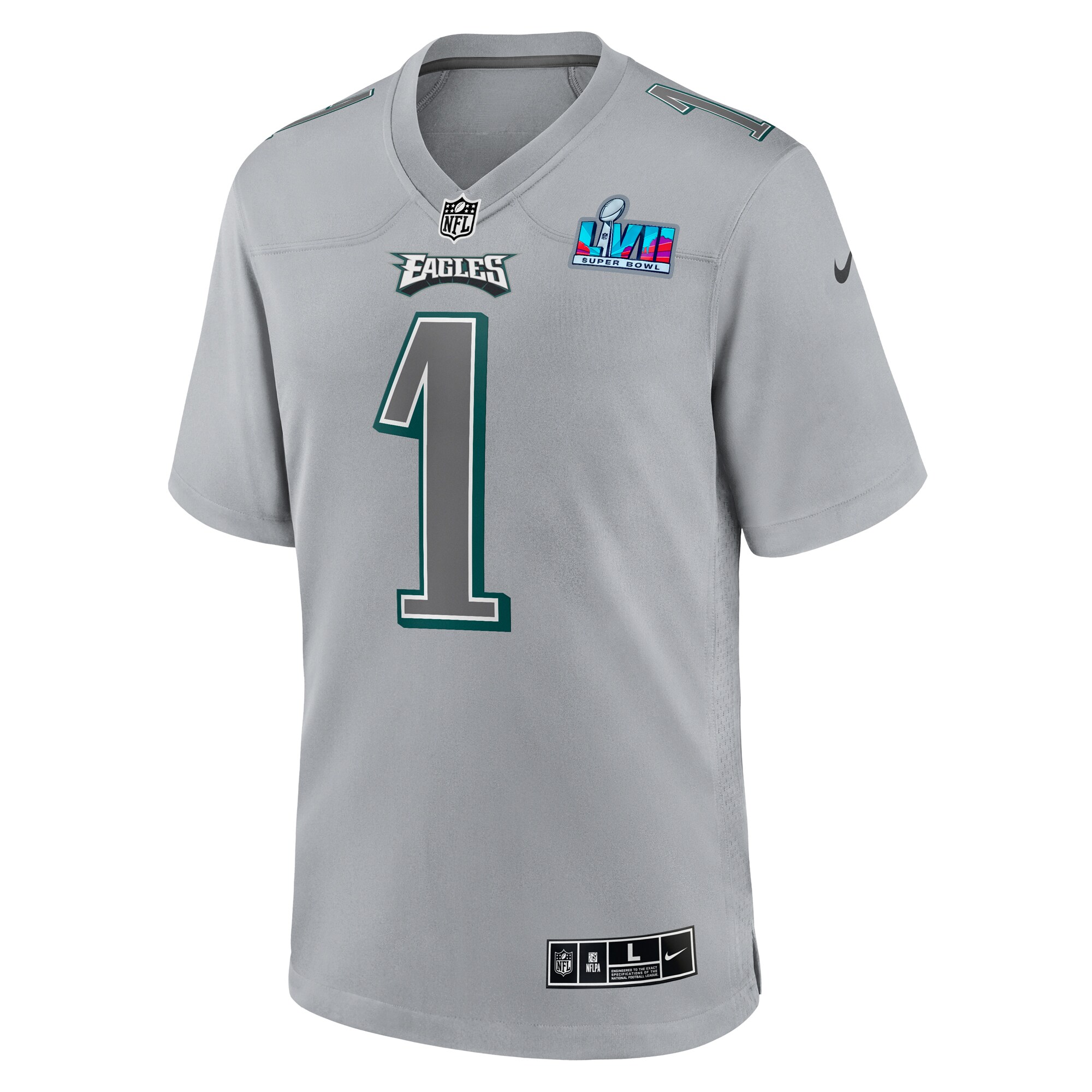 Jalen Hurts Philadelphia Eagles Super Bowl LVII Patch Atmosphere Fashion Game Jersey - Gray