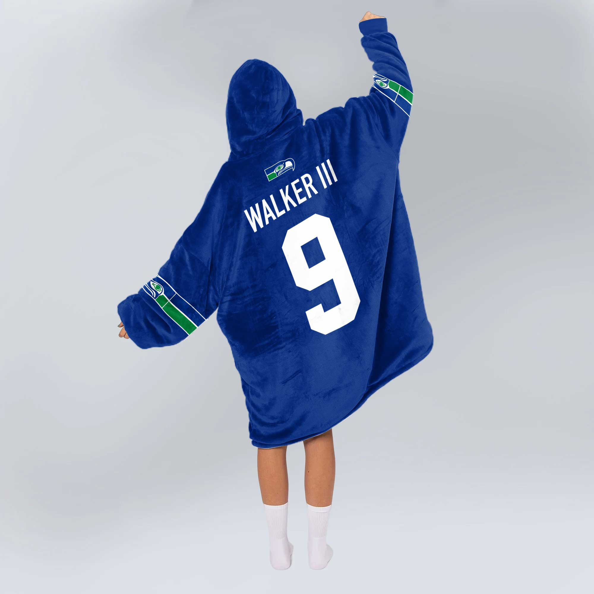 Adult 9 Seattle Football Unisex Blanket Hoodie