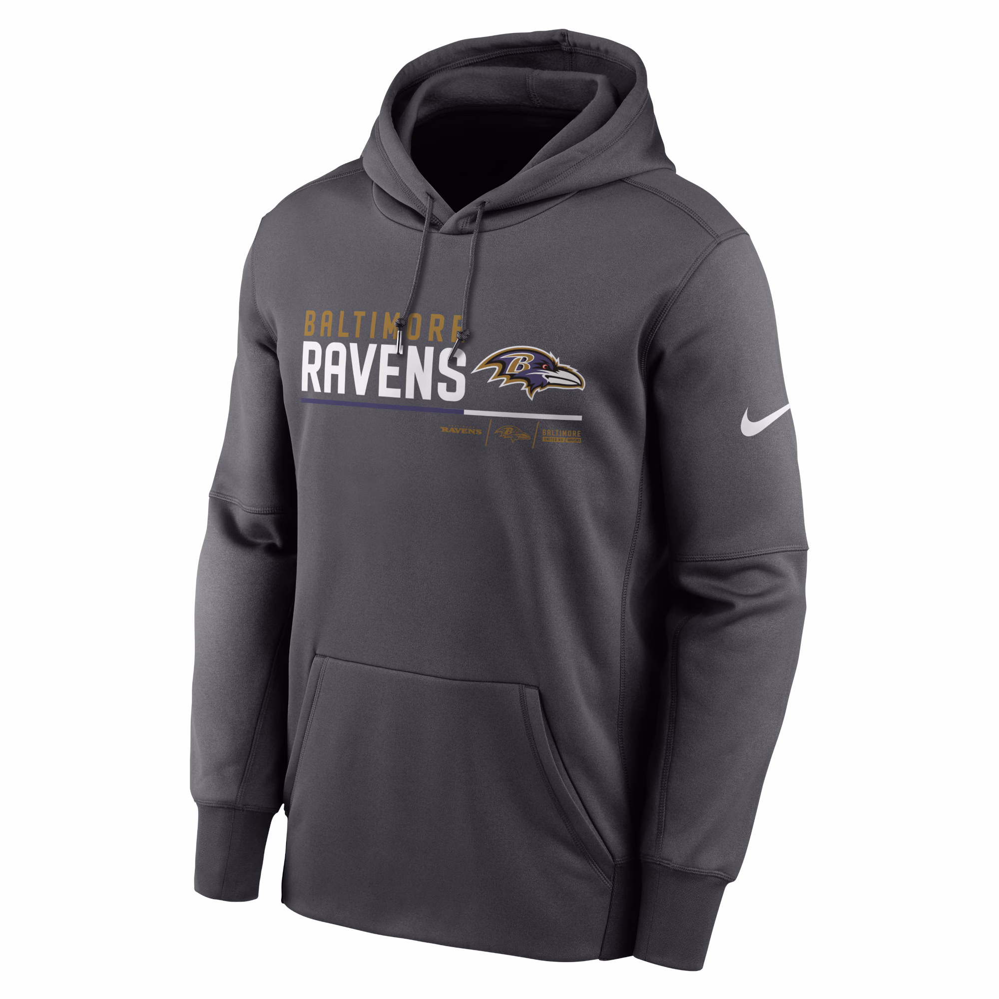 Baltimore Ravens Prime Logo Name Split Pullover Hoodie - Anthracite