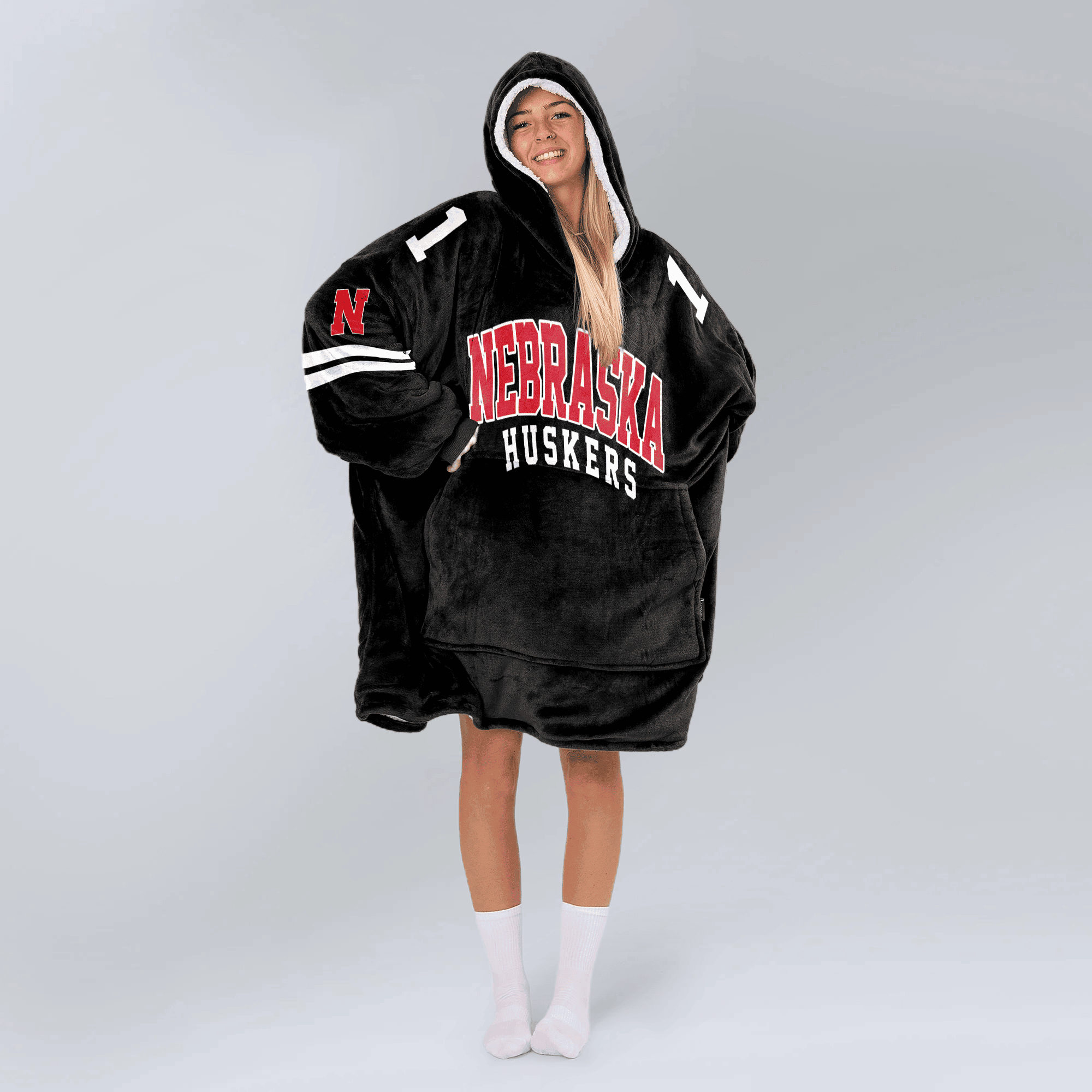 Adult 1 Nebraska Football Unisex Blanket Hoodie